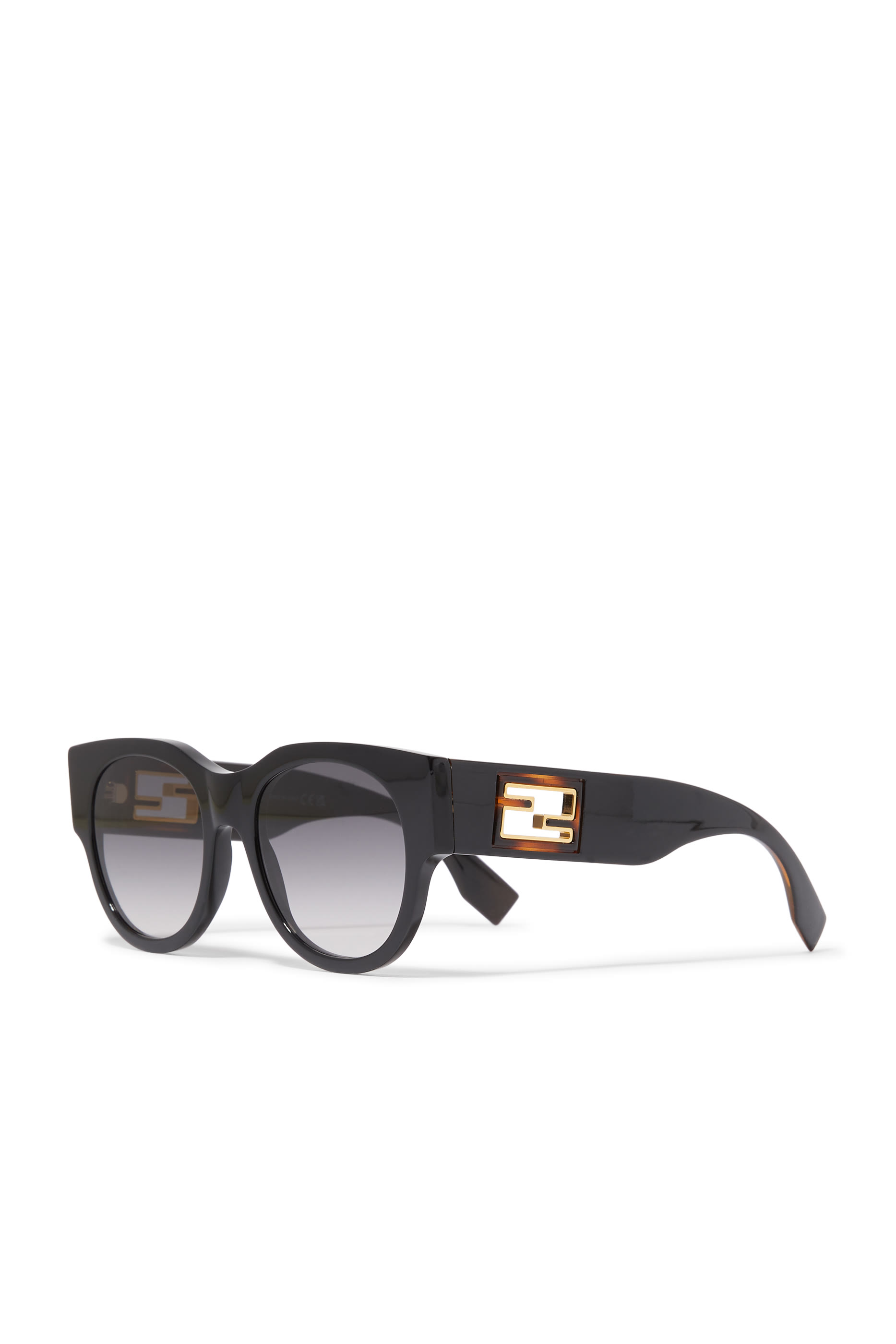 Baguette Black Round Sunglasses