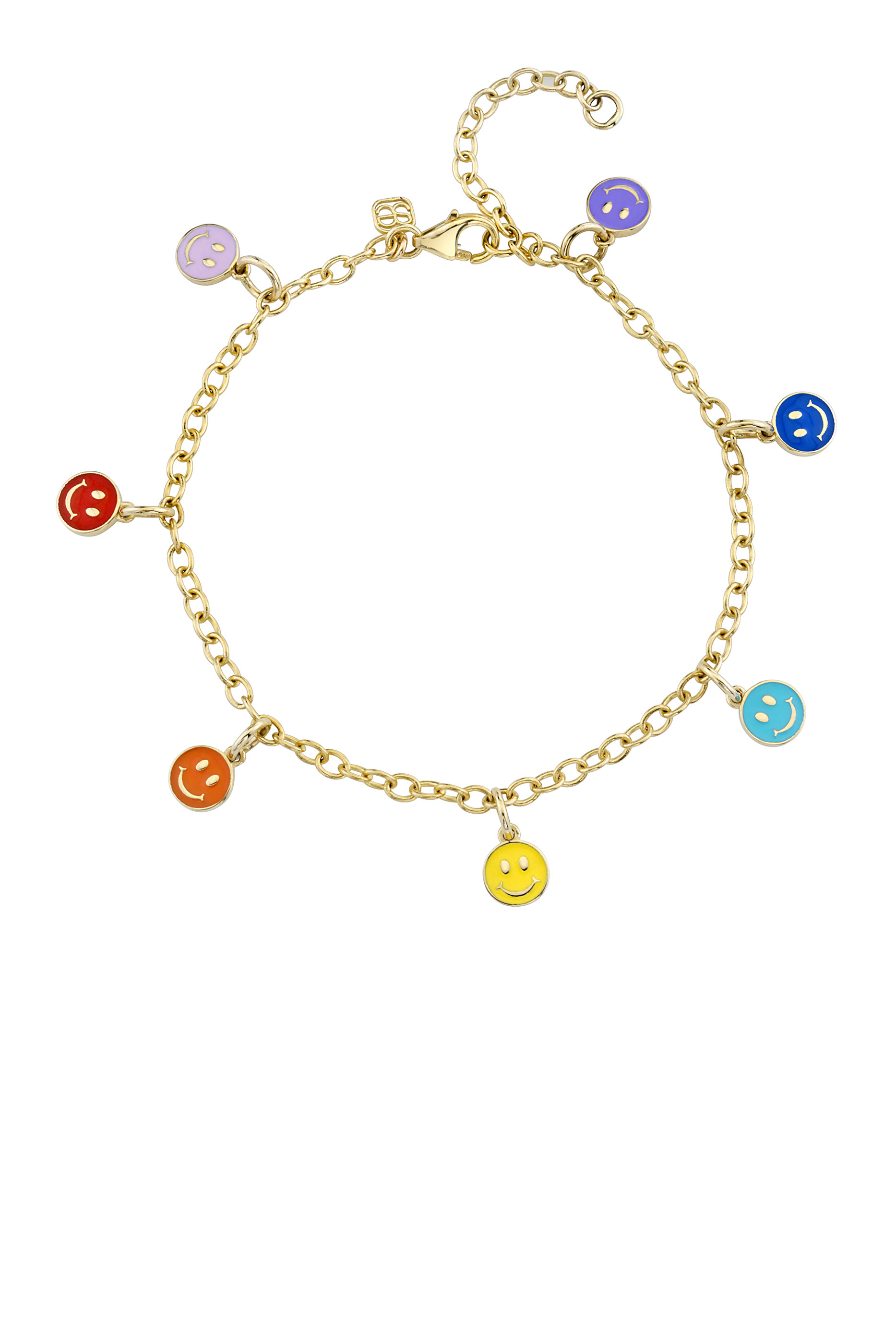 Kids Happy Face Bracelet, 14k Yellow Gold