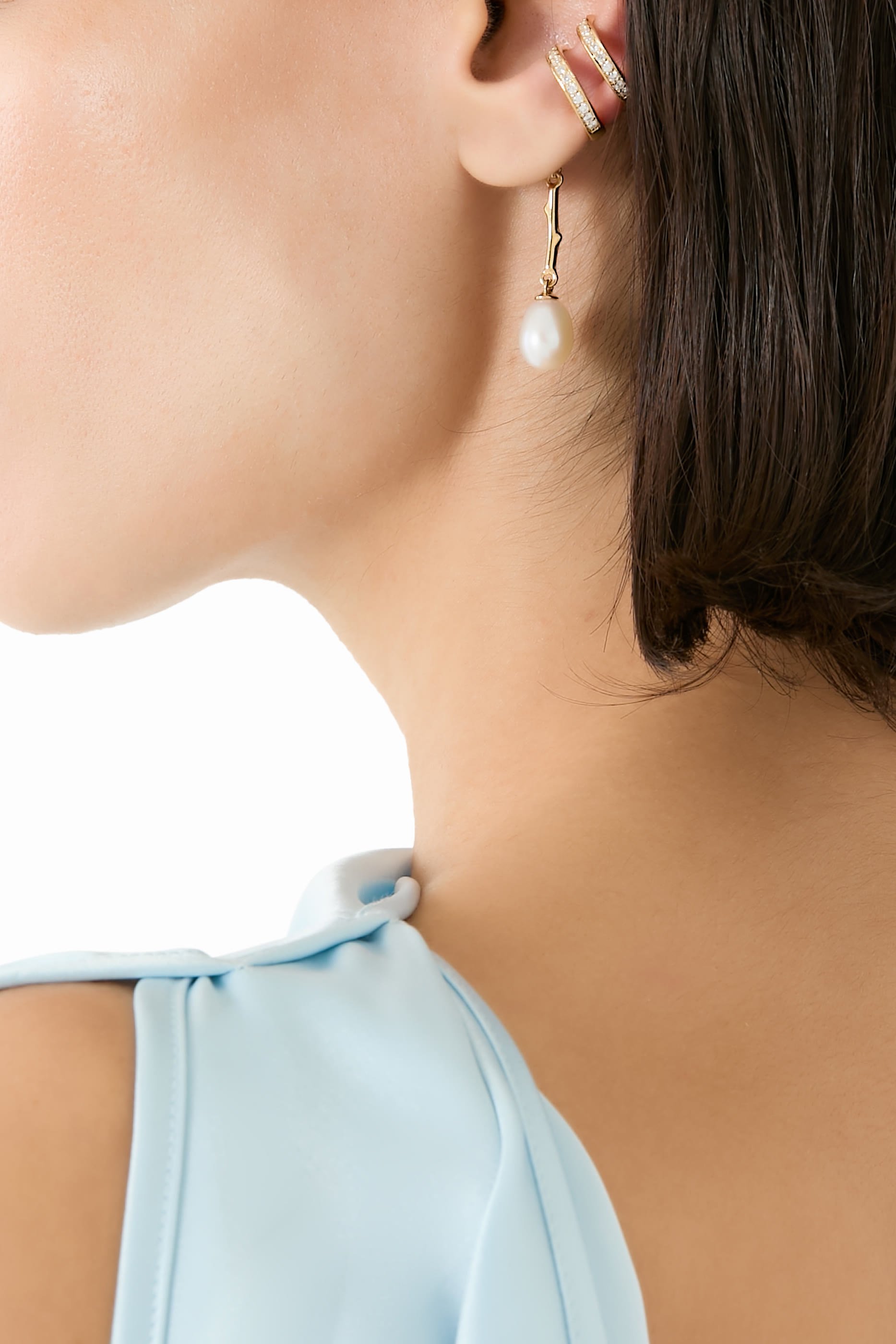 Encrusted Spiral Pear Drop Single Earcuff