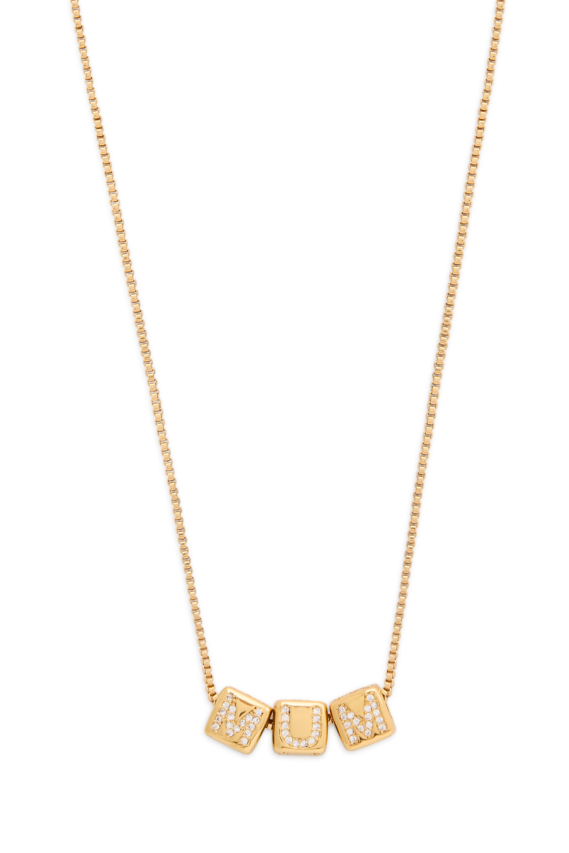 Mum Pendant, Brass & Cubic Zirconia