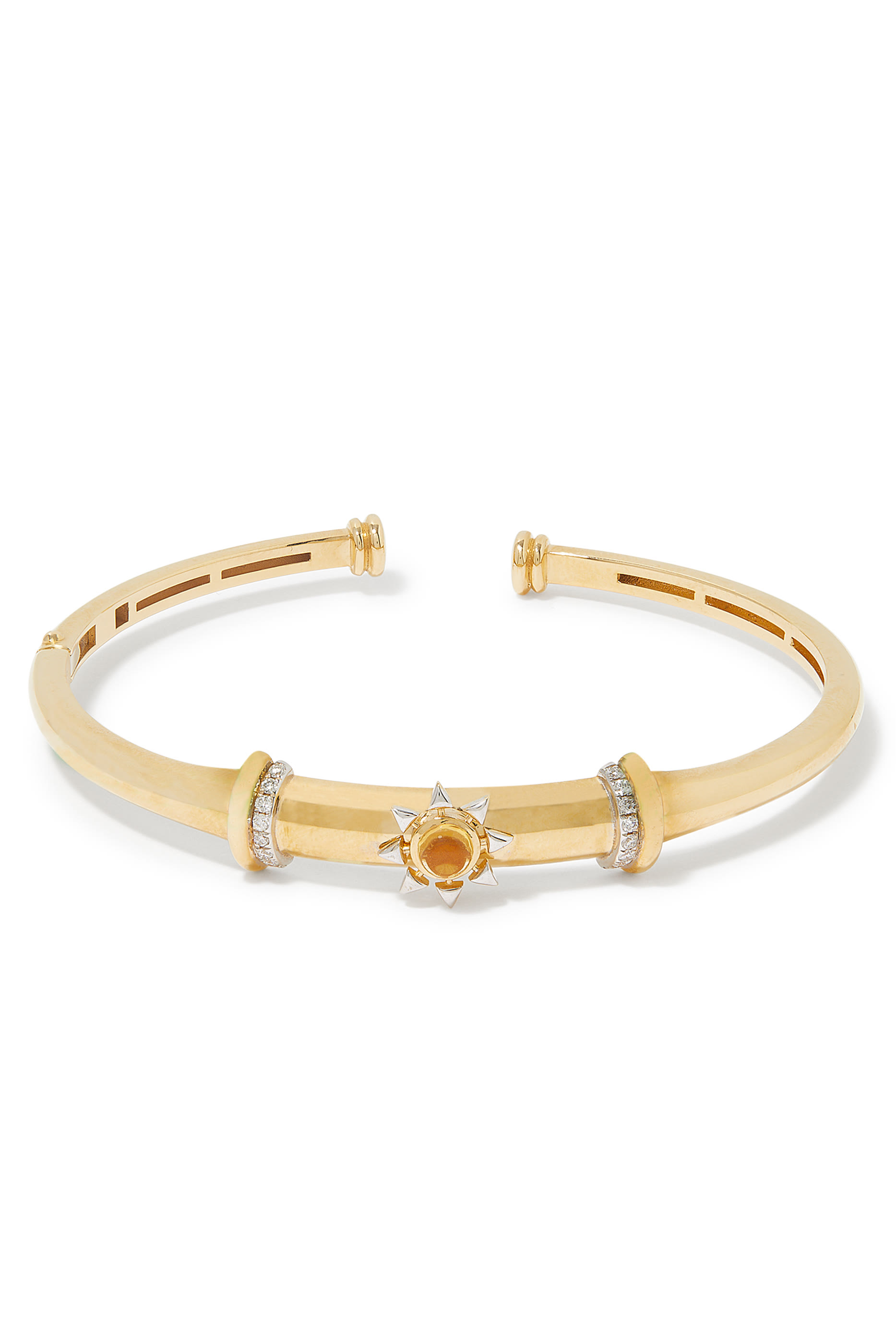 Warrior Star Seed Bangle, 18k Yellow Gold & Diamonds, Citrine