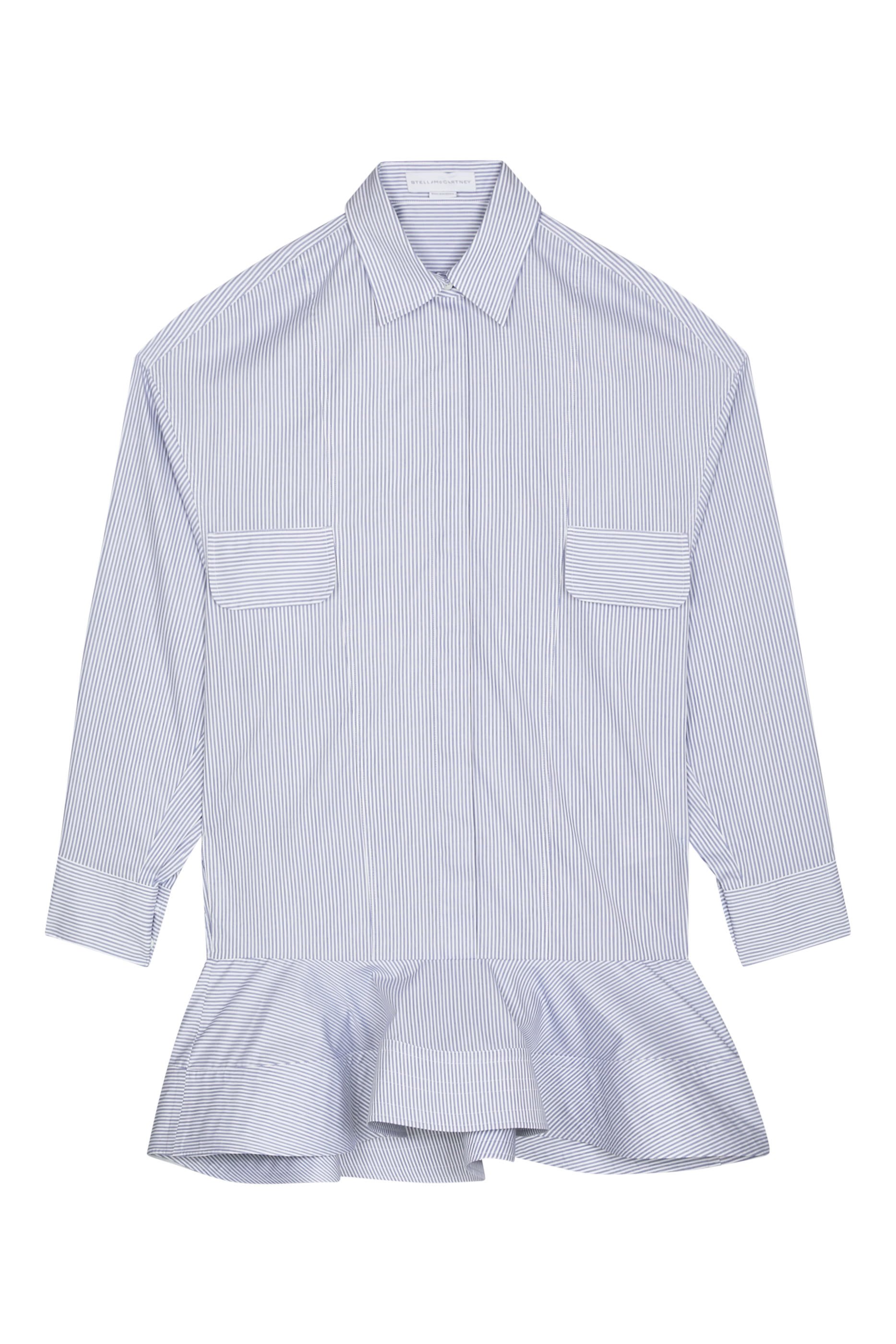 Poplin Peplum Piqu&eacute; Shirt Dress 