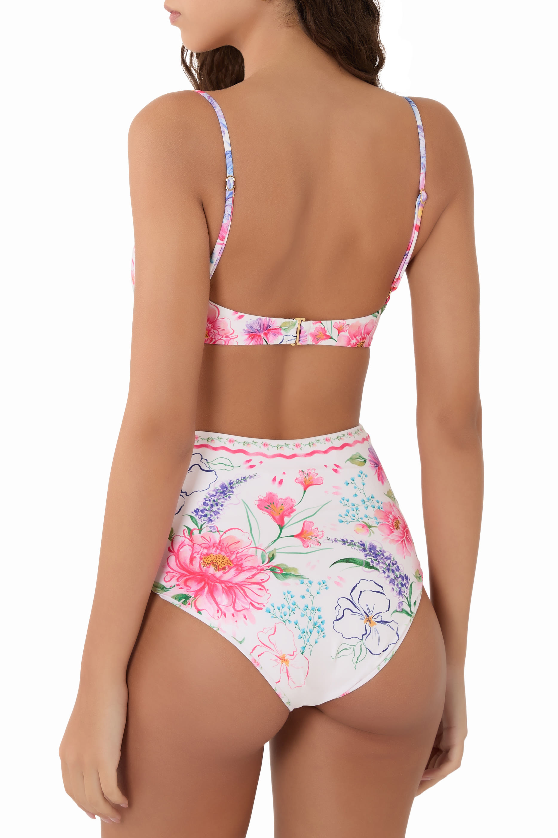 Juls Chroma Floral High-Waisted Bikini Bottoms