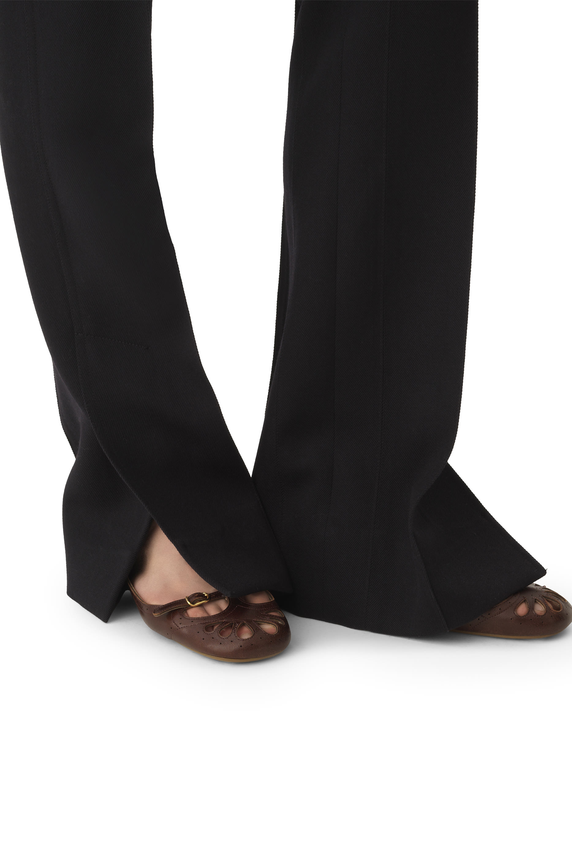 Flared Tailored Trousers in Wool Gabardine 