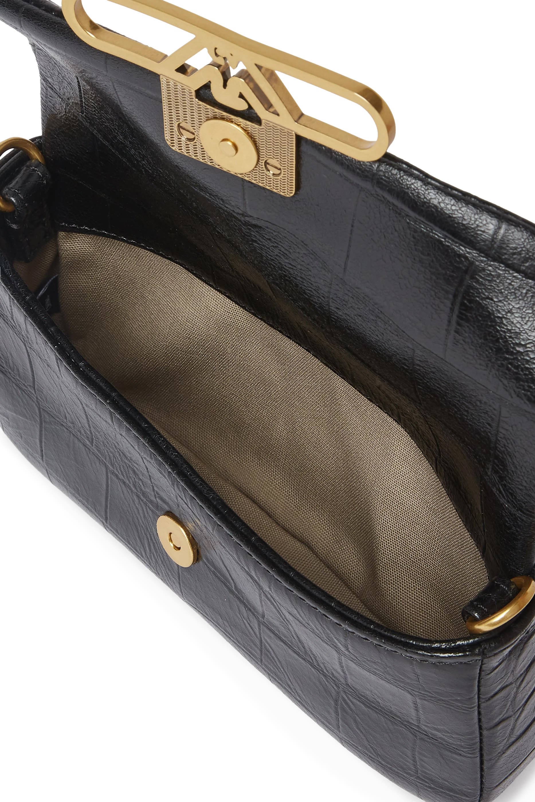  Eagle Logo Crossbody Bag in Croc-Embossed Leather 