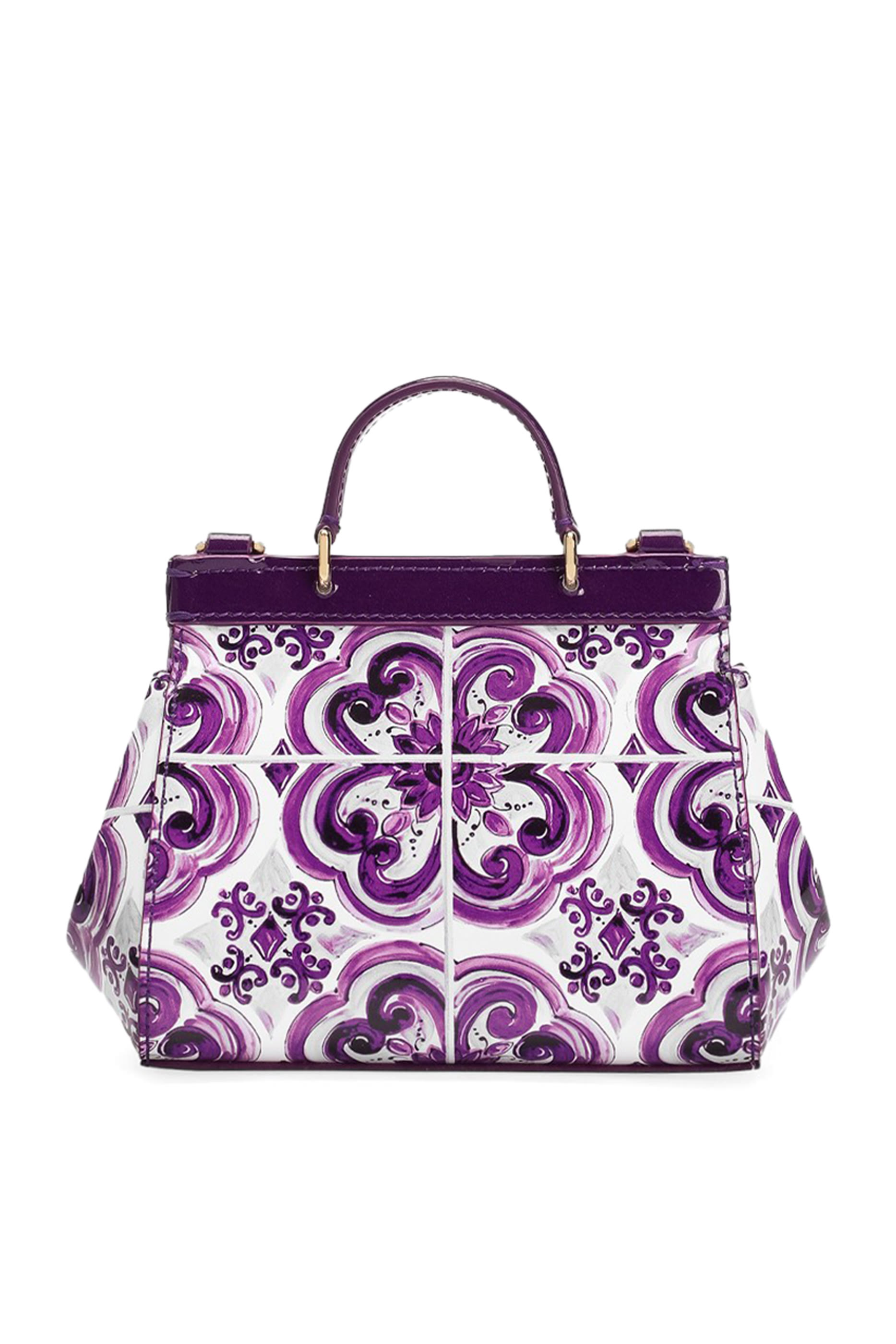Kids Majolica-Print Sicily Handbag in Polished Calfskin