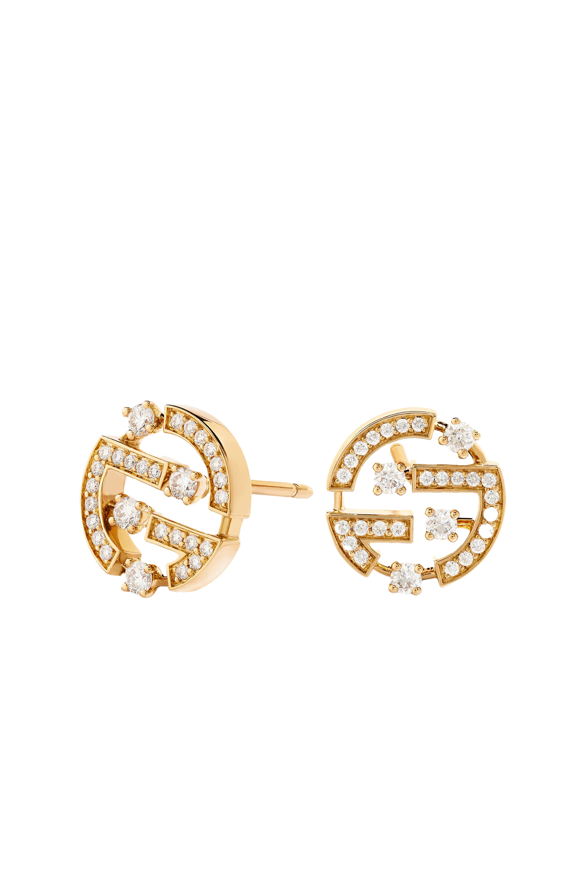 Avenues Stud Earrings, 18K Yellow Gold & Diamonds