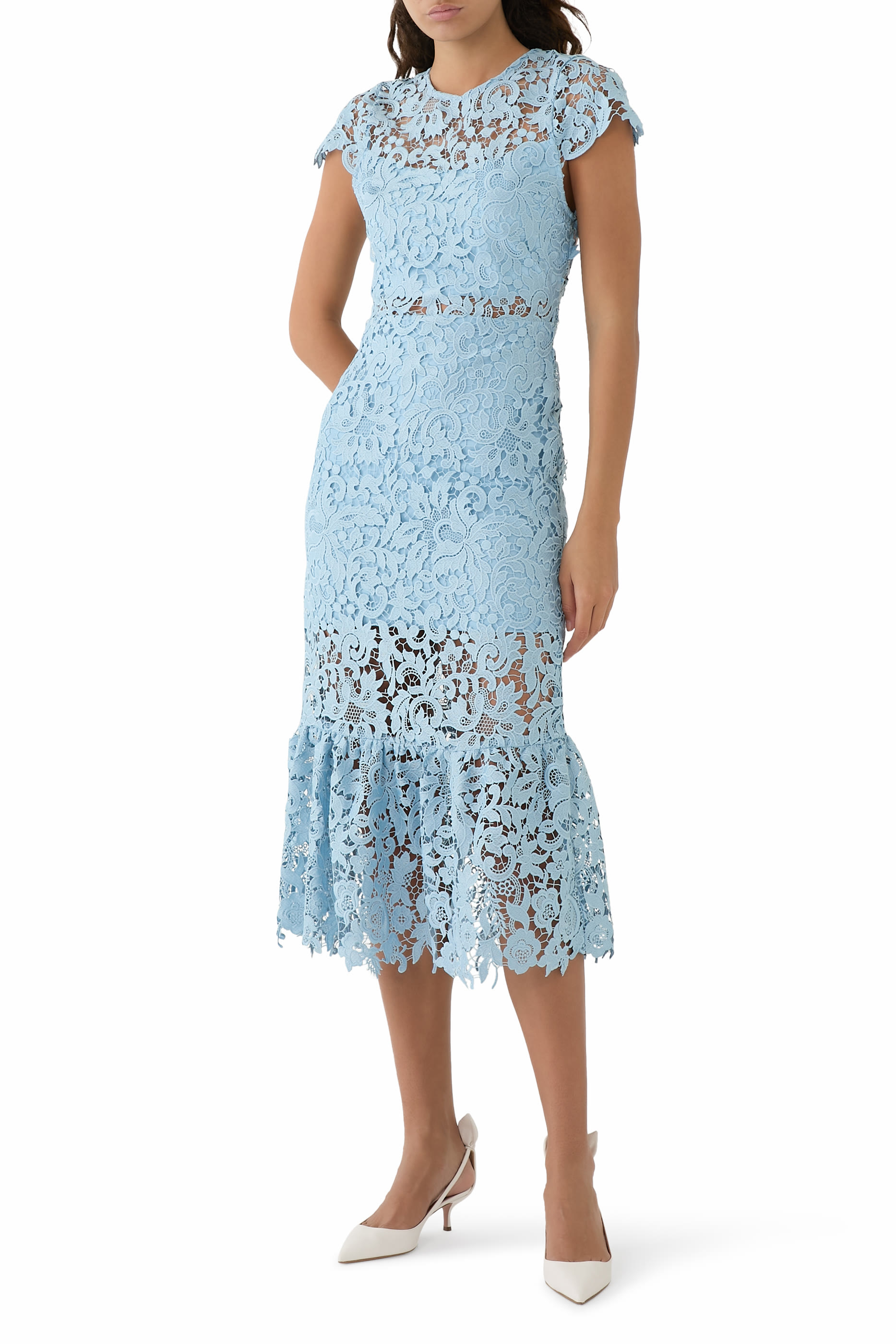 Clover Open Back Lace Midi Dress