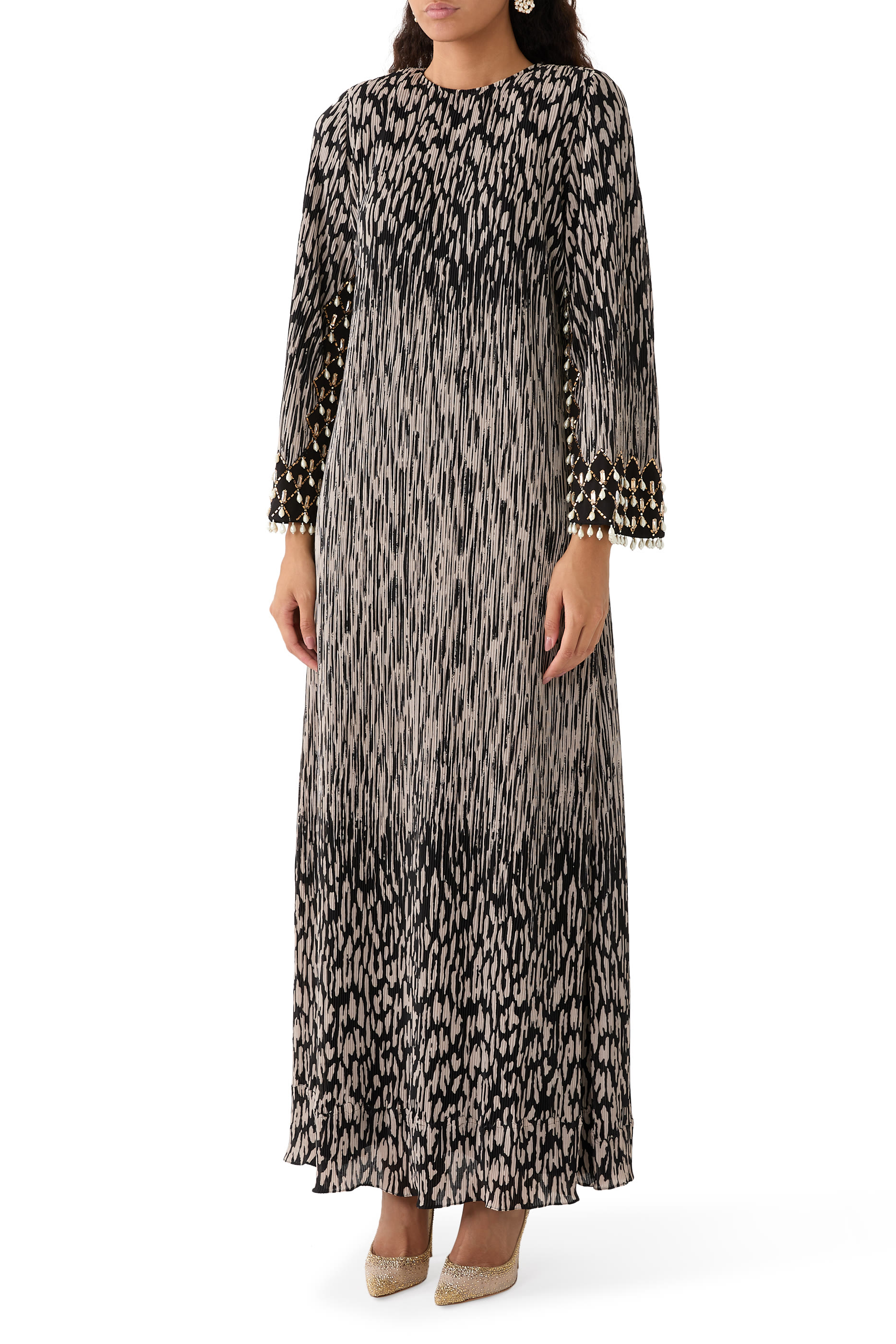 Crinkle Crystal Work Dress