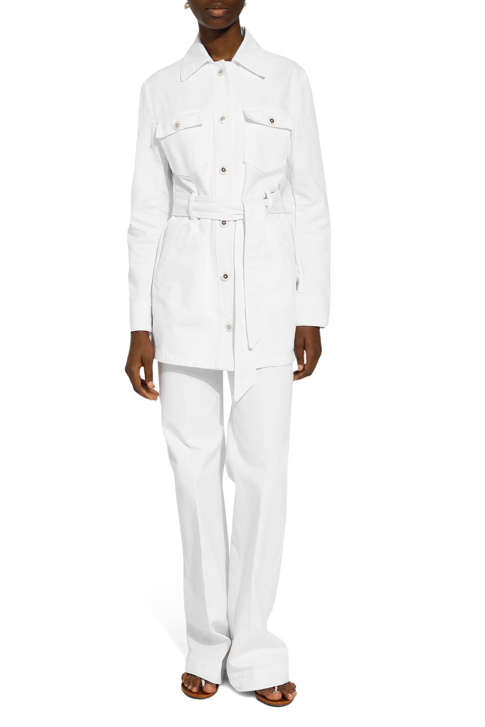 Long Denim Jacket with Belt