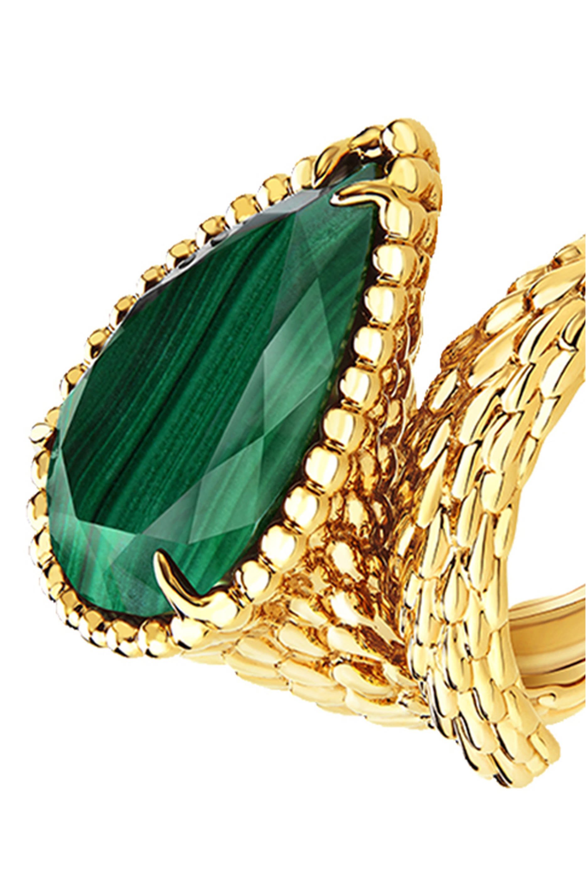 Serpent Bohème Malachite Large Ring, 18k Yellow Gold & Malachite