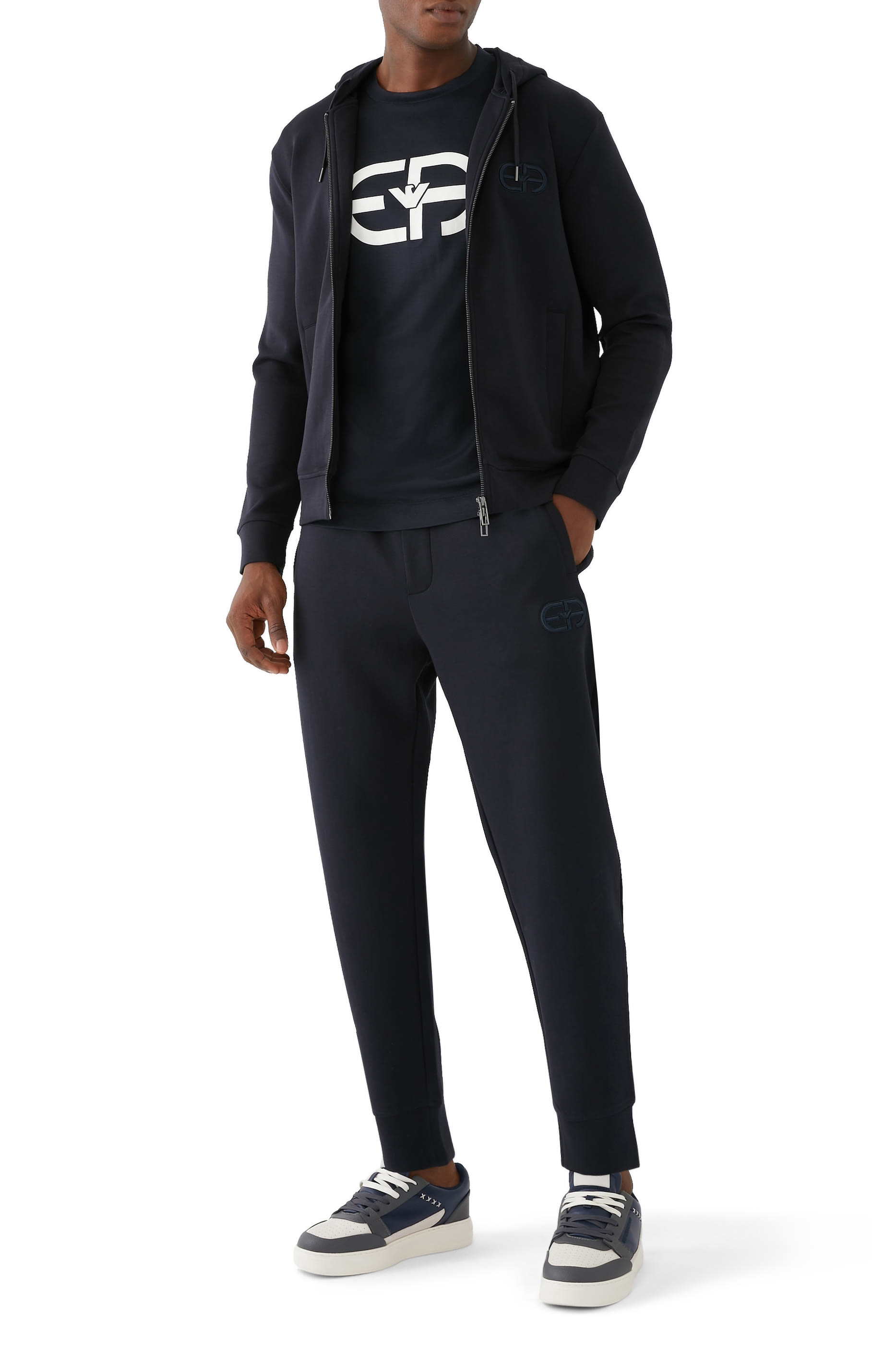 Double-Jersey Zip-Up Hooded Sweatshirt