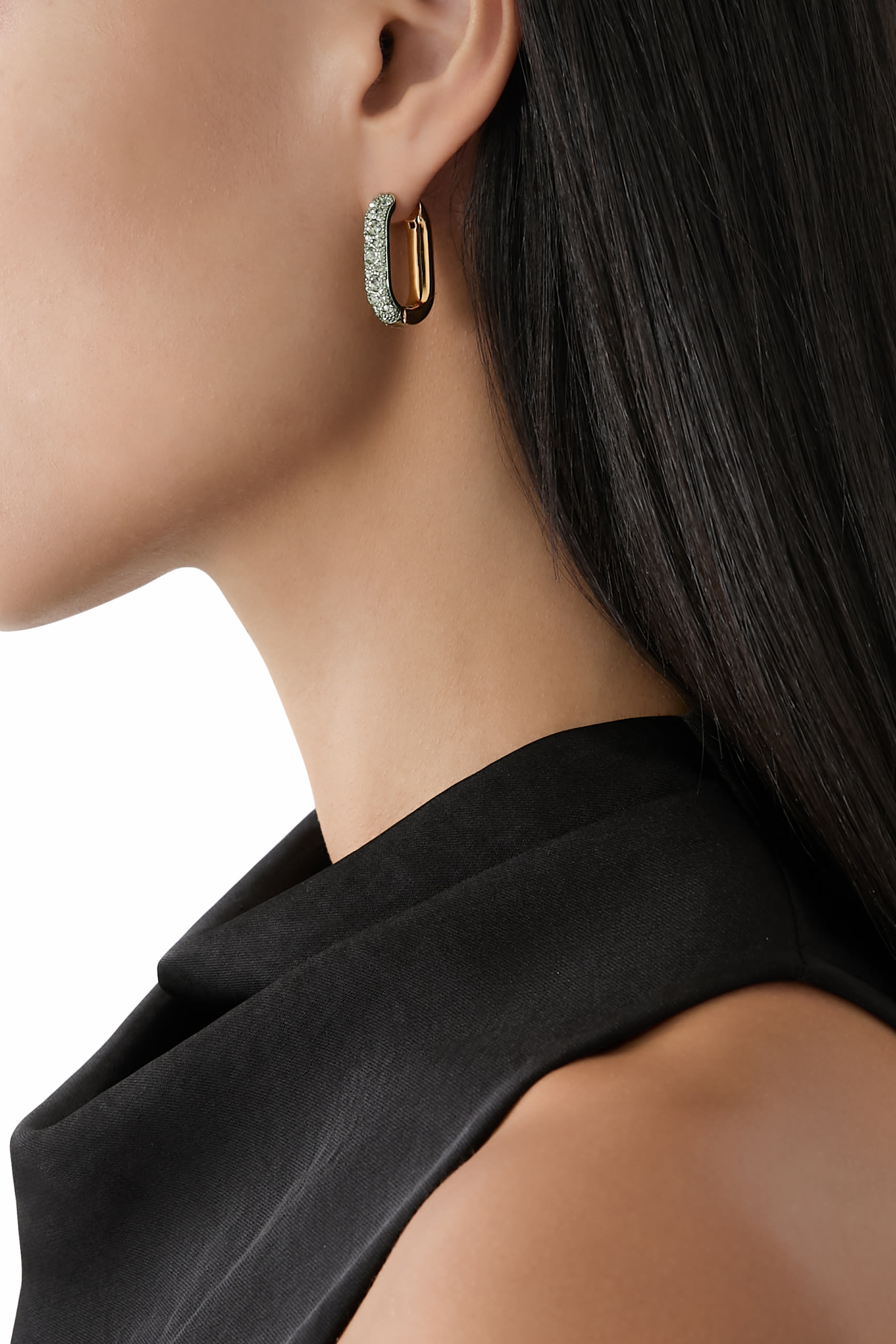 Pave Hoop Earrings, Metal