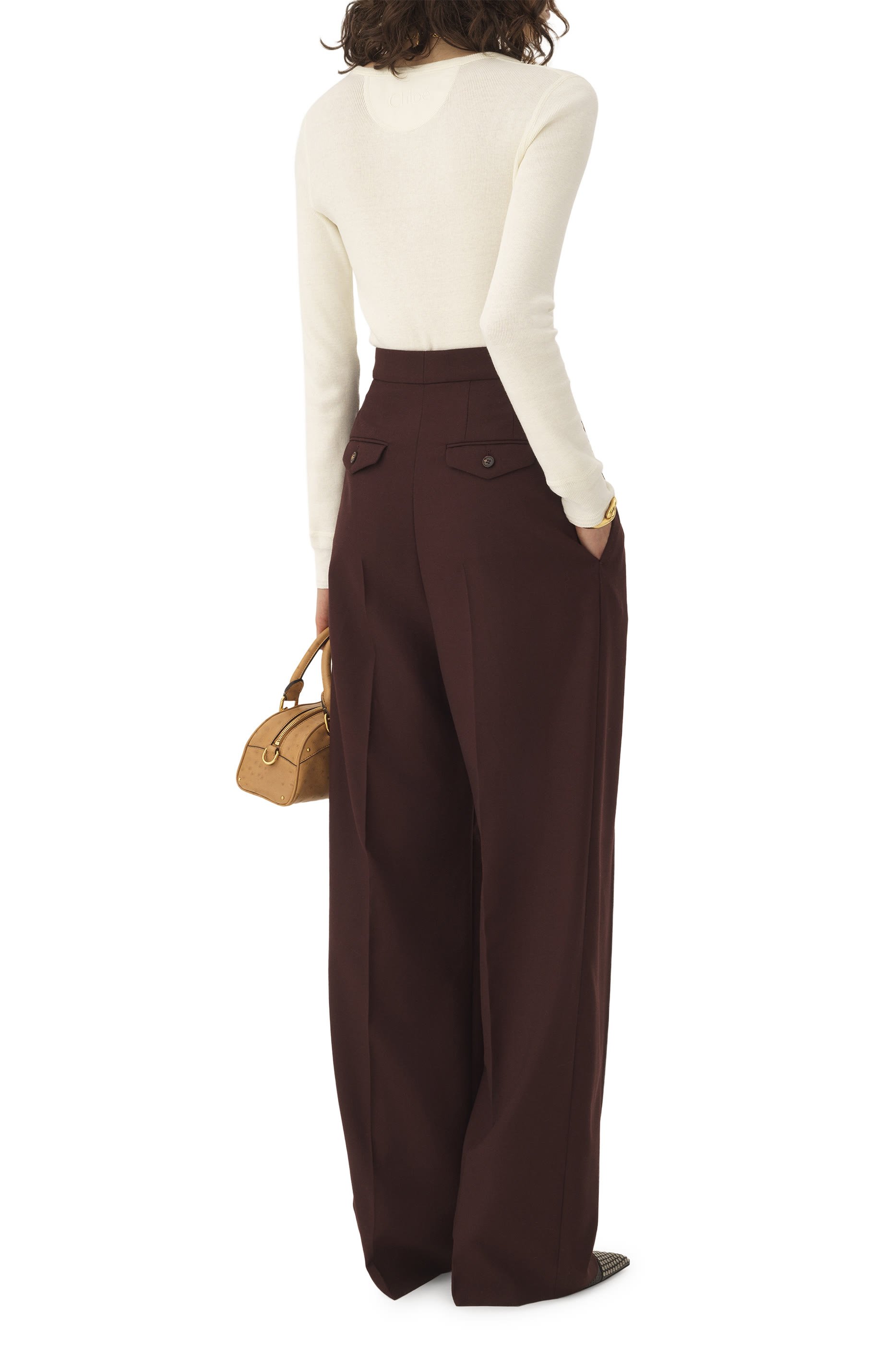 High-Rise Gathered Trousers