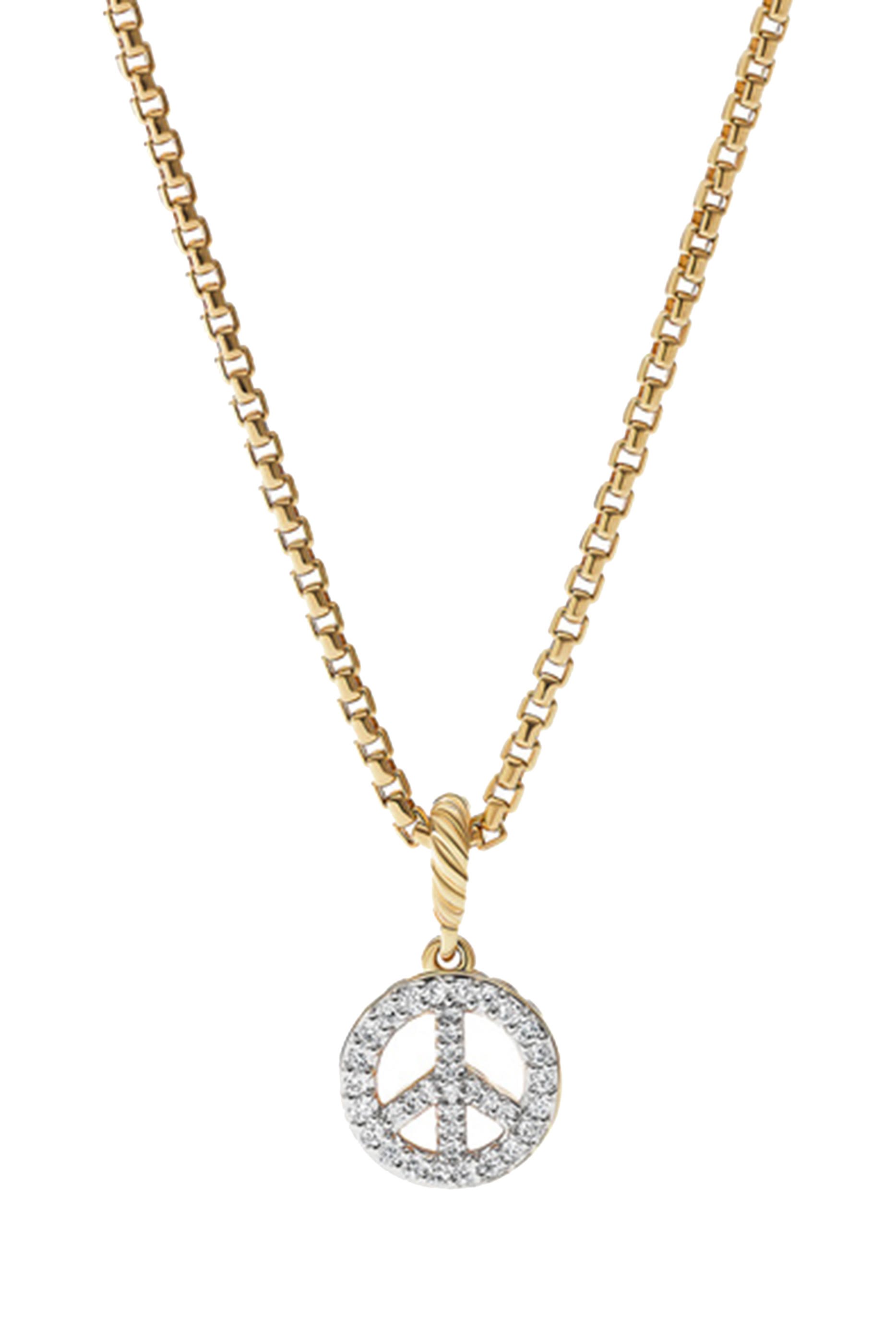 Peace Sign Amulet, 18k Yellow Gold & Diamond