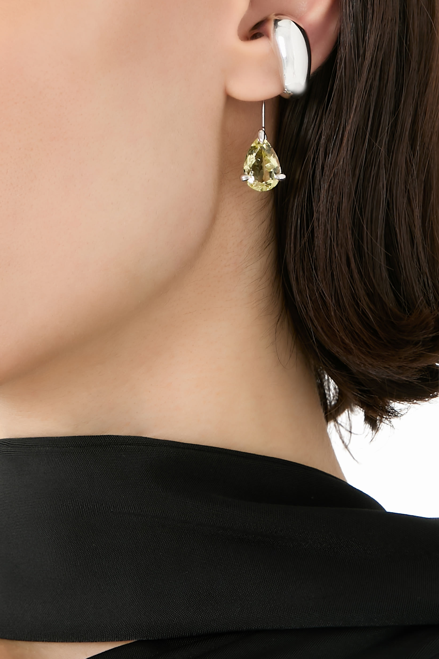 Lemon Quartz Drop Alien Single Ear Cuff