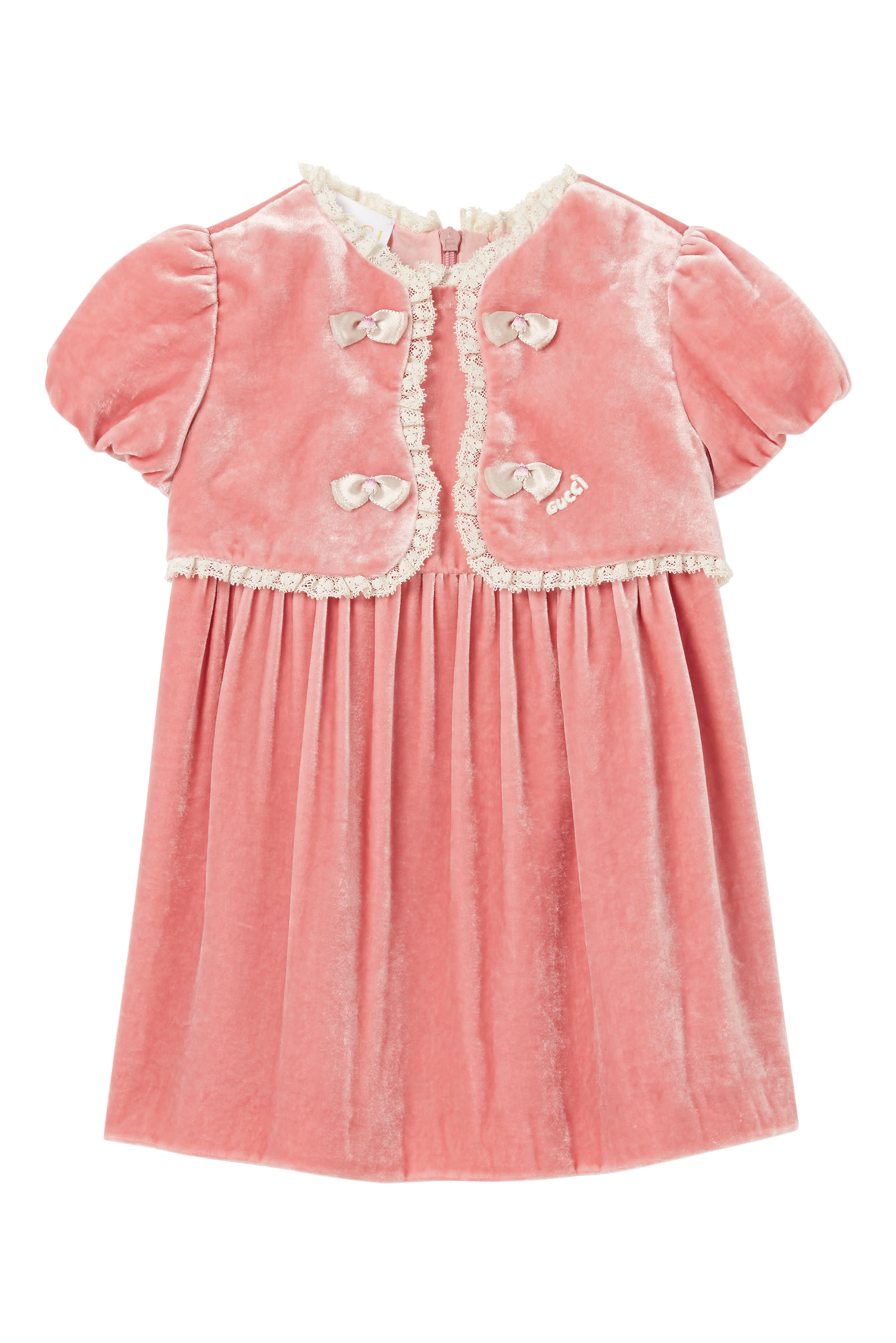 Kids Bow Detail Velvet Dress
