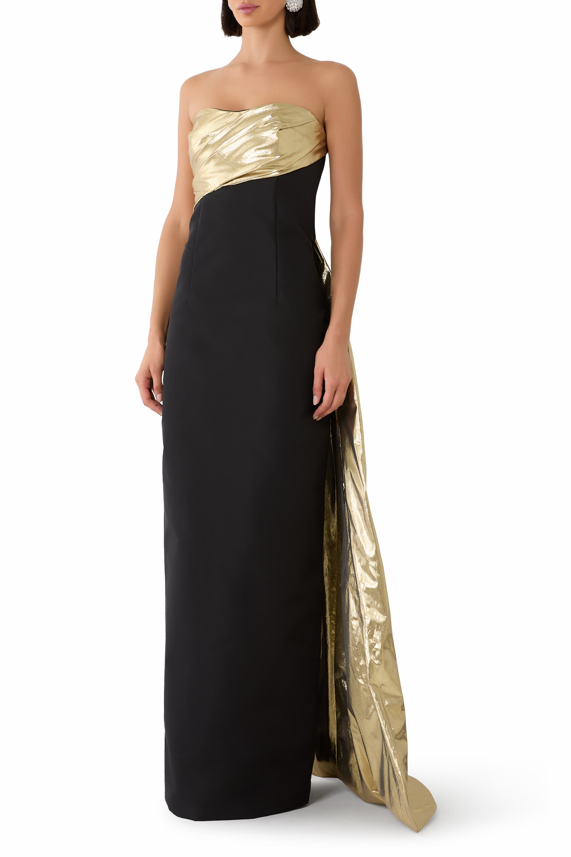Strapless Lam&eacute; Gown