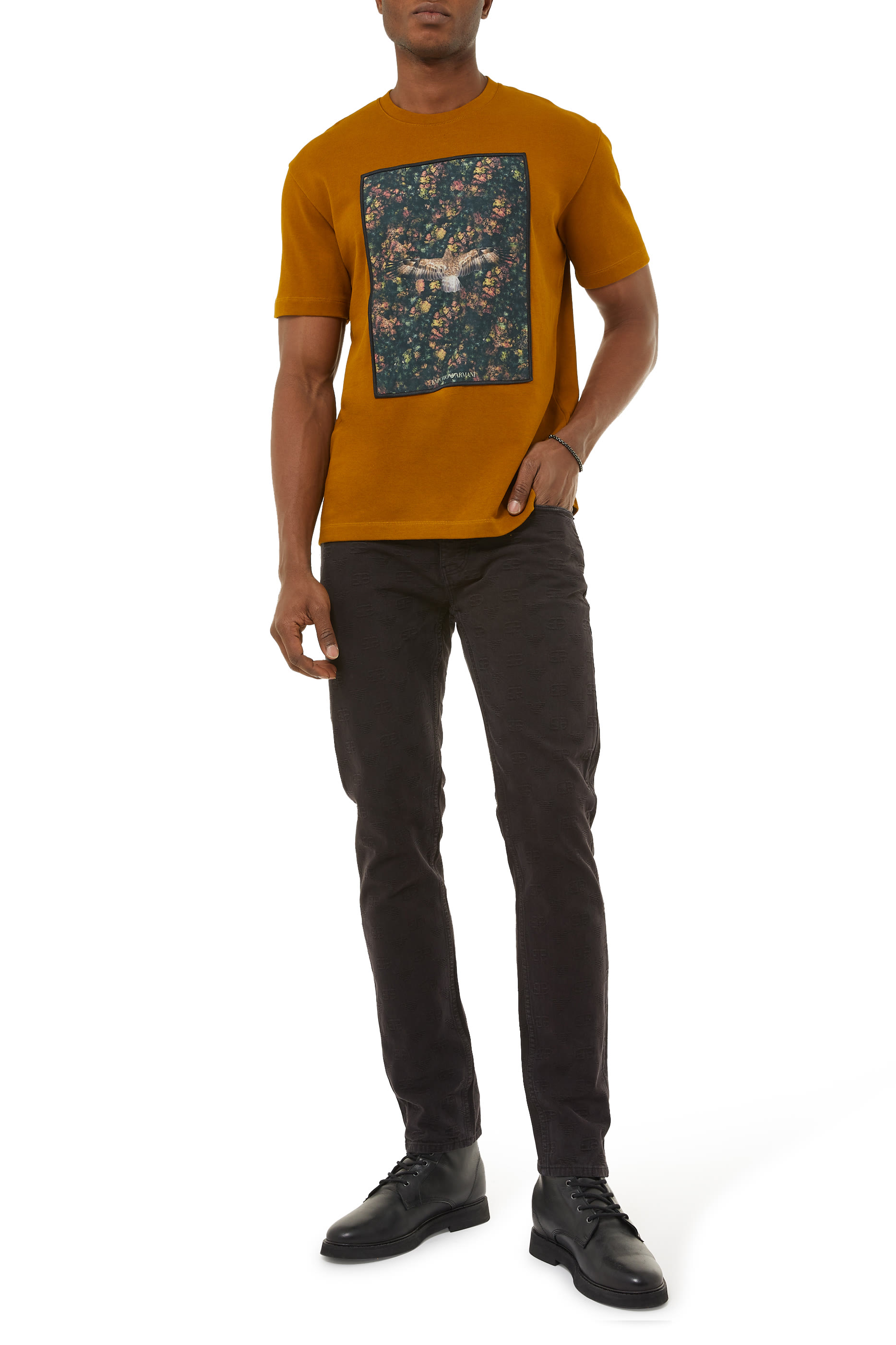 Emporio Armani Crew-neck T-Shirt in Ochre