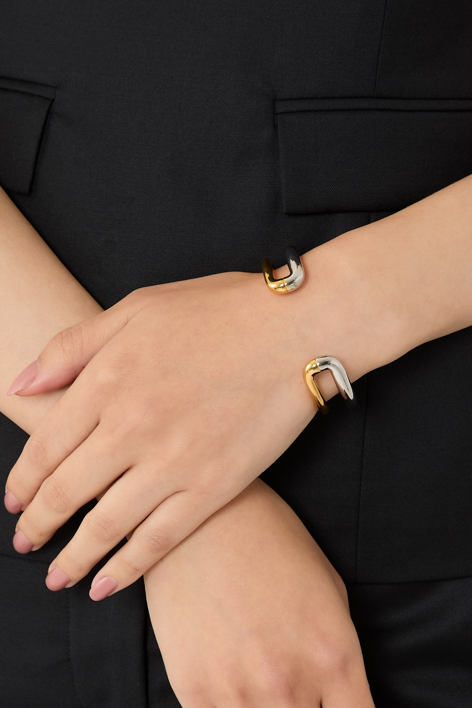 Interlock Cuff Bracelets, Plated Metal