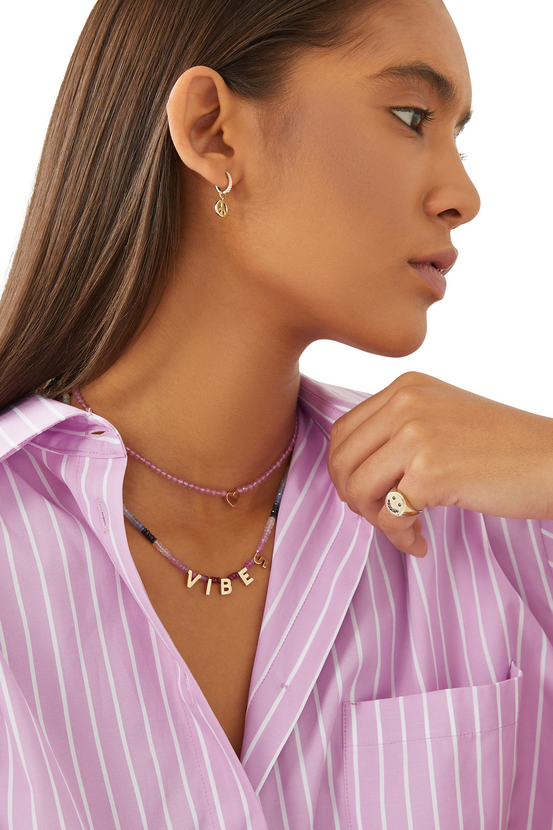 Smiley Black Diamond Signet Ring