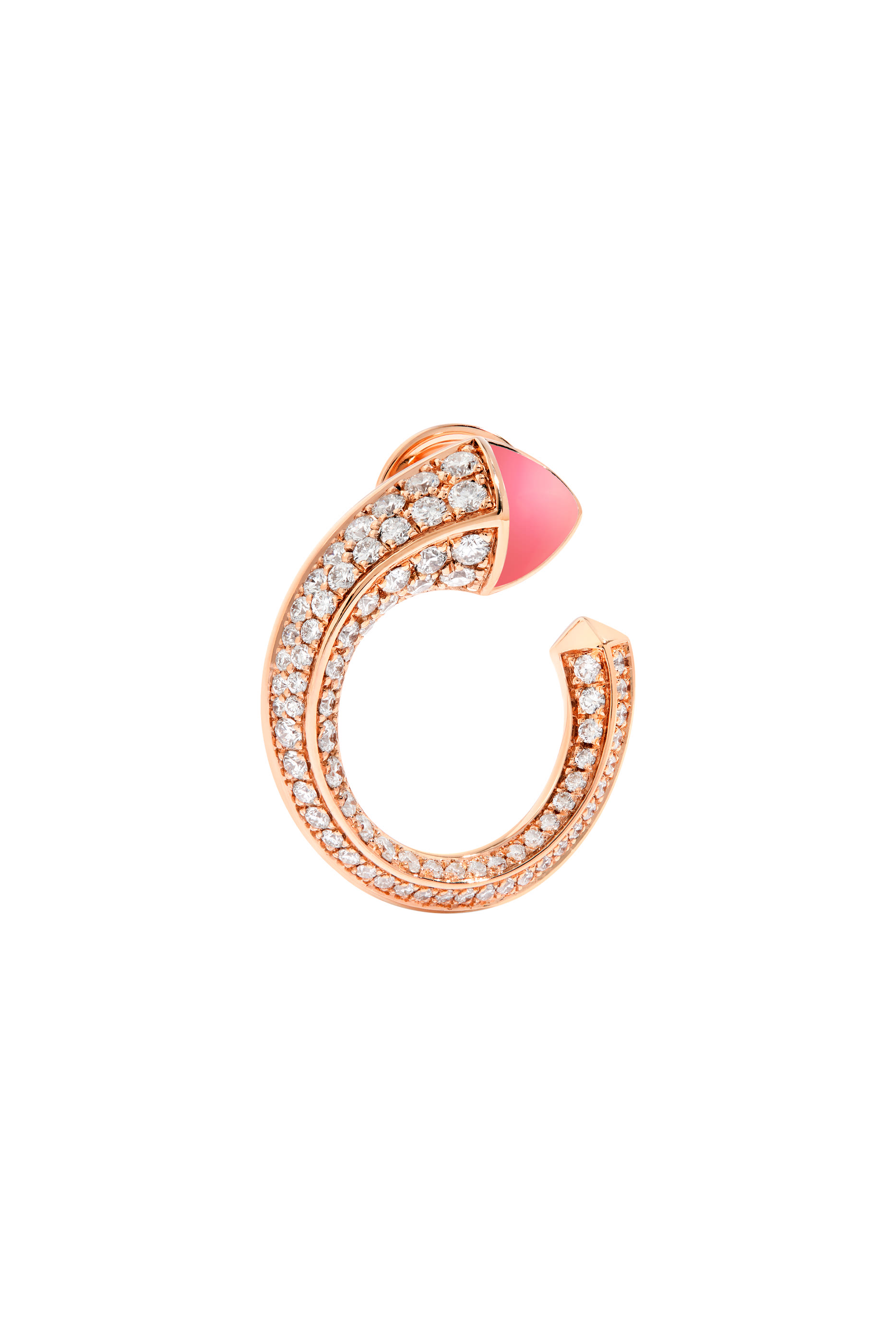 Cleo Venus Stud Earrings, 18k Rose Gold with Pink Coral & Diamonds