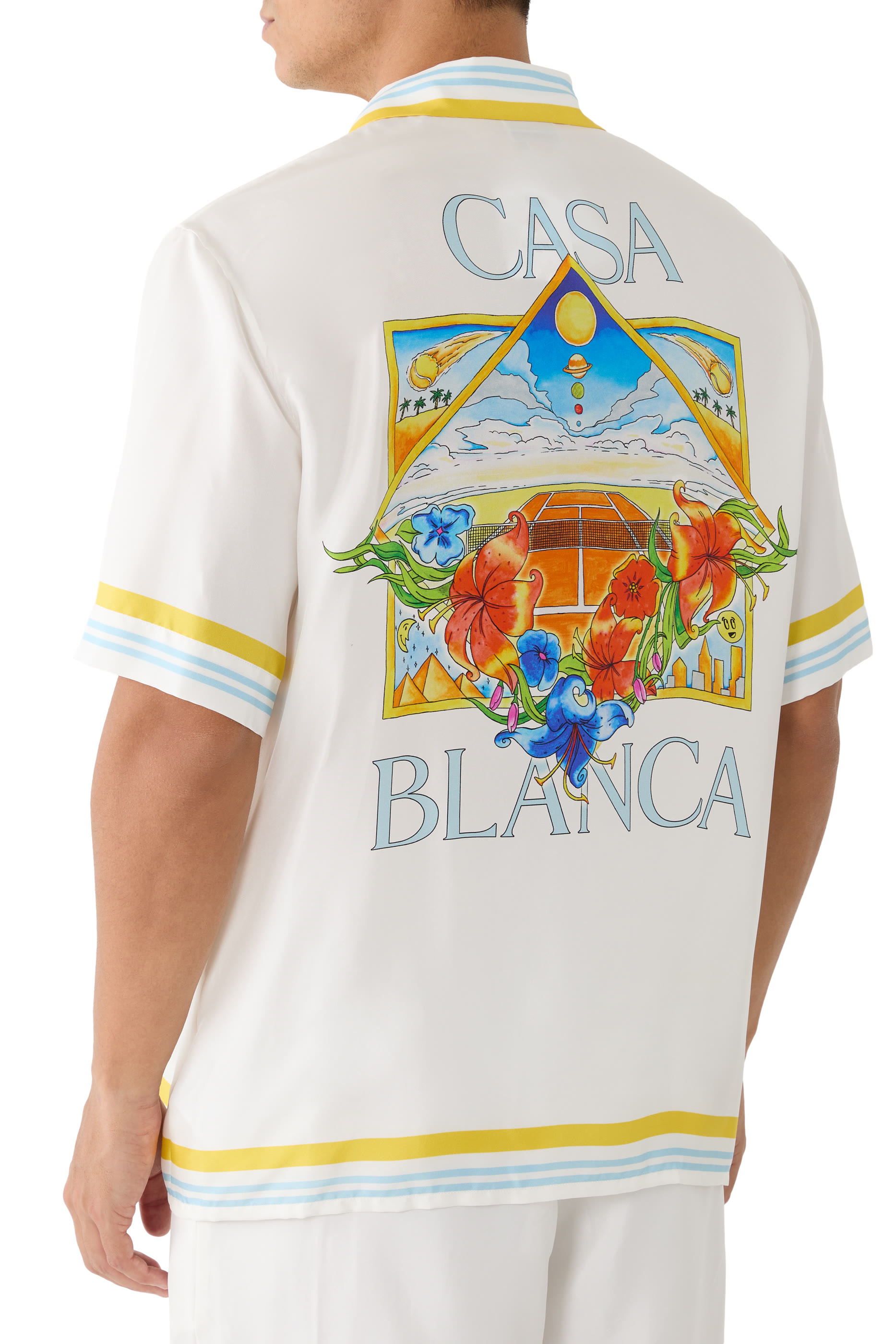 Tennis Landscape Short Sleeve Silk Shirt 