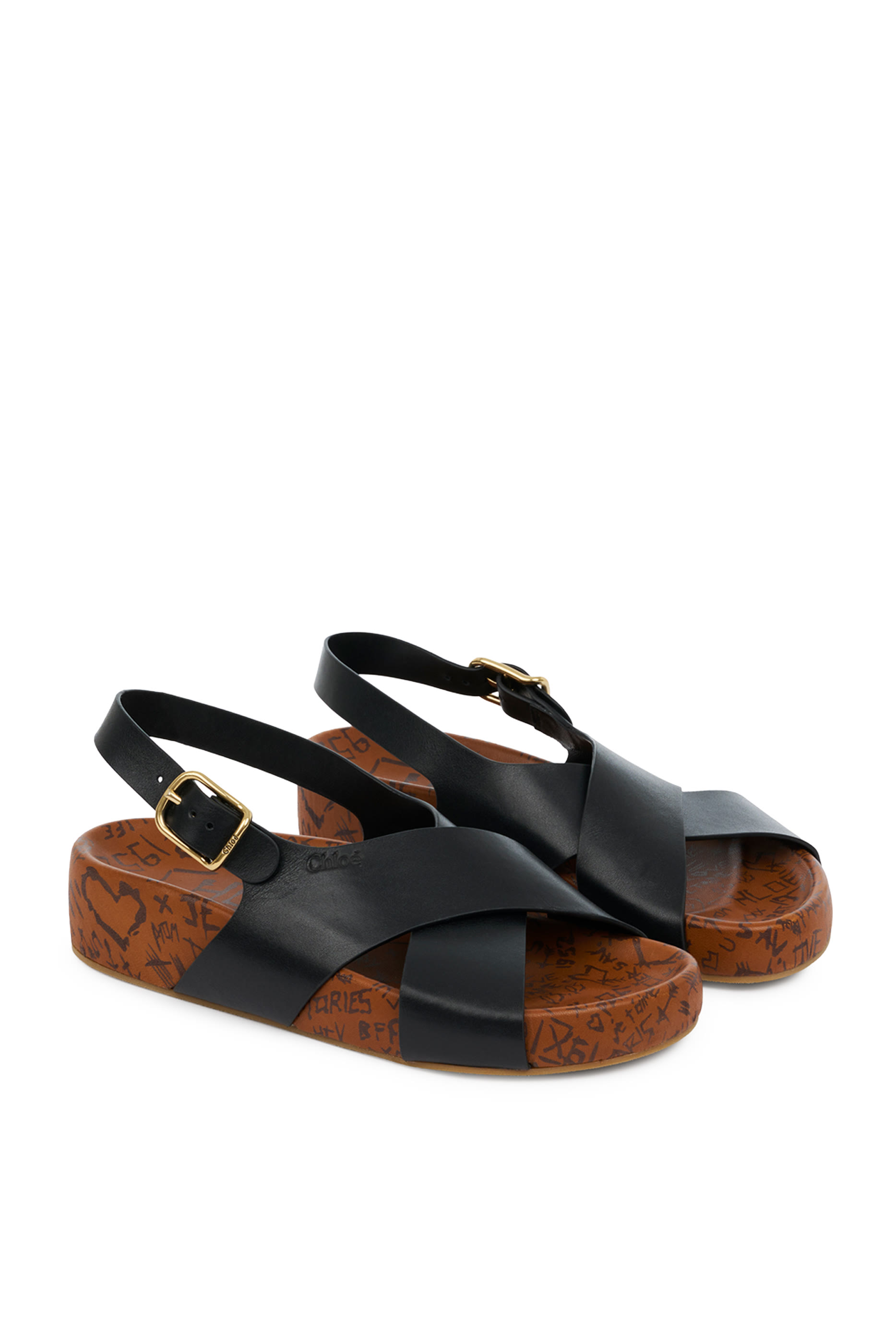 Wood-Effect Flat Sandals