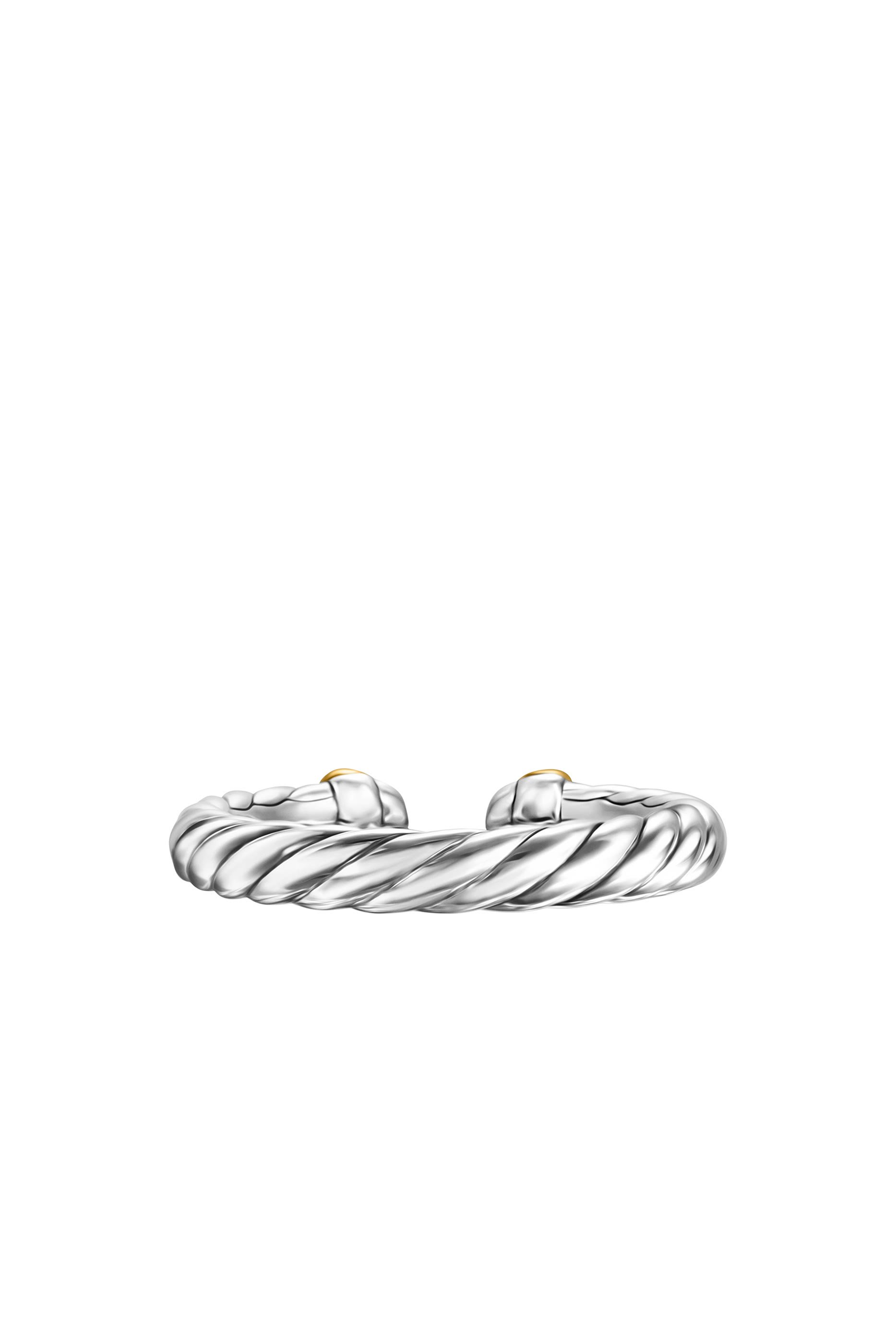 Petite Cable Open Ring,  Sterling Silver with 14K Yellow Gold