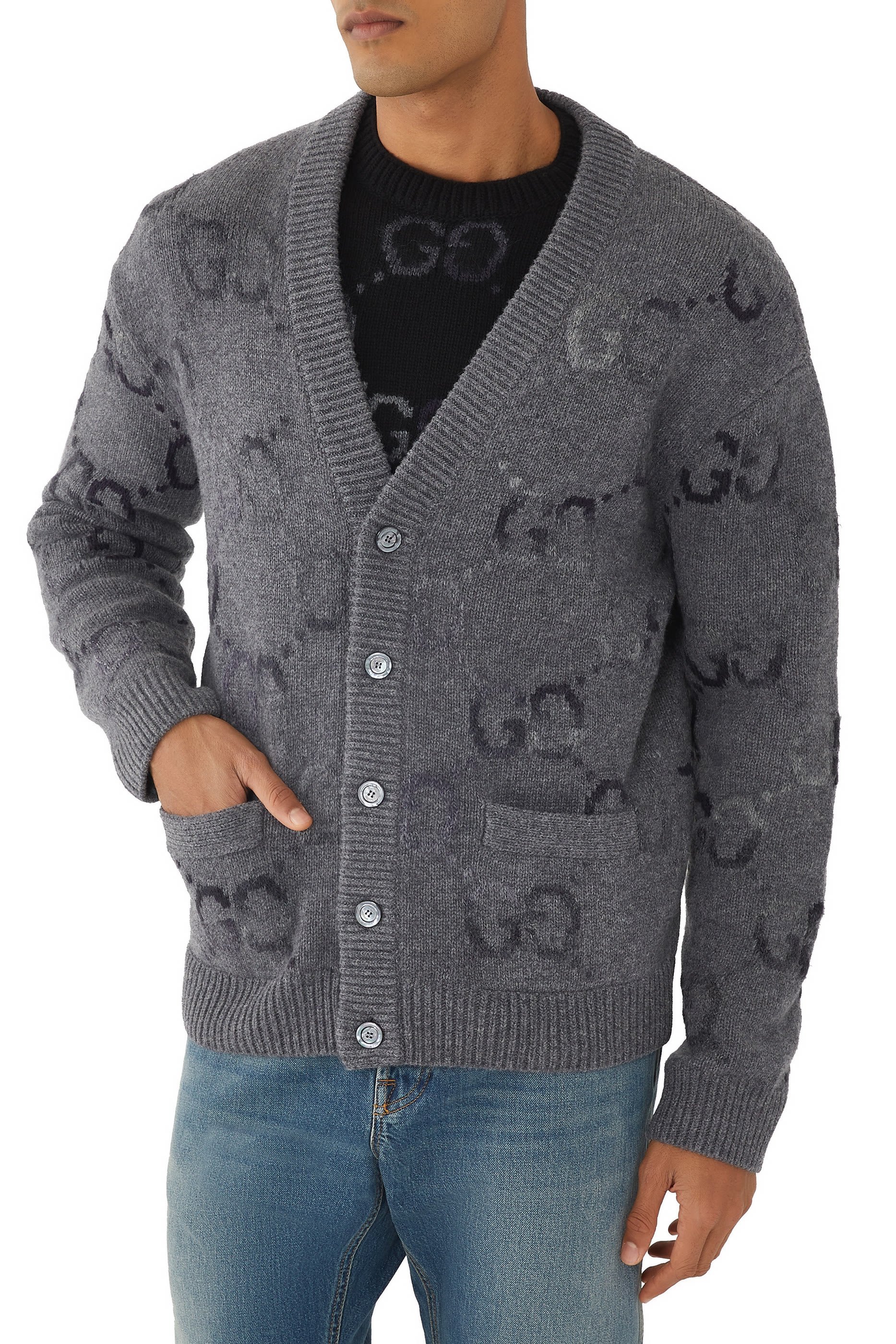 GG Intarsia Wool Cardigan