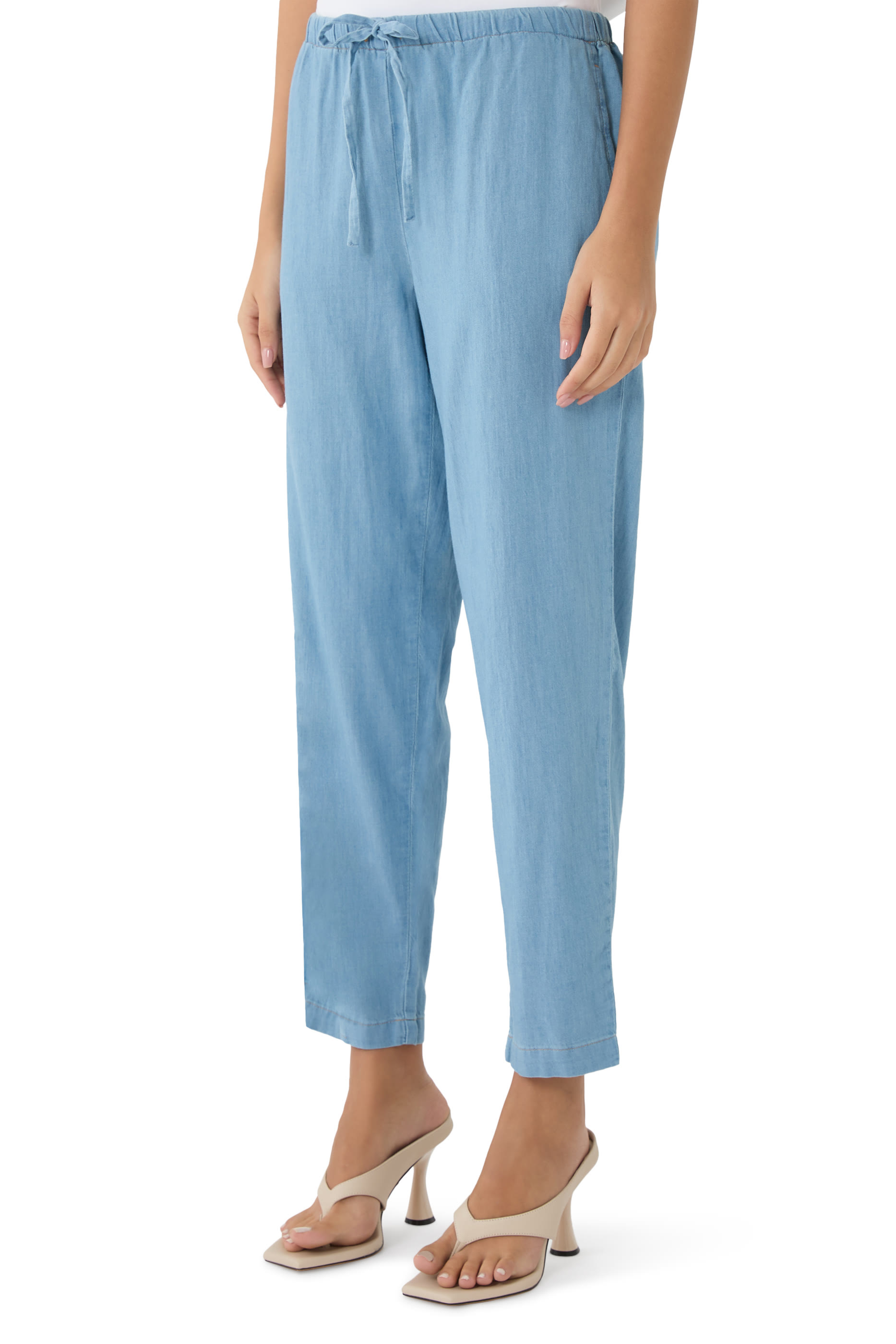 Puckered Organic Linen Tapered Pants