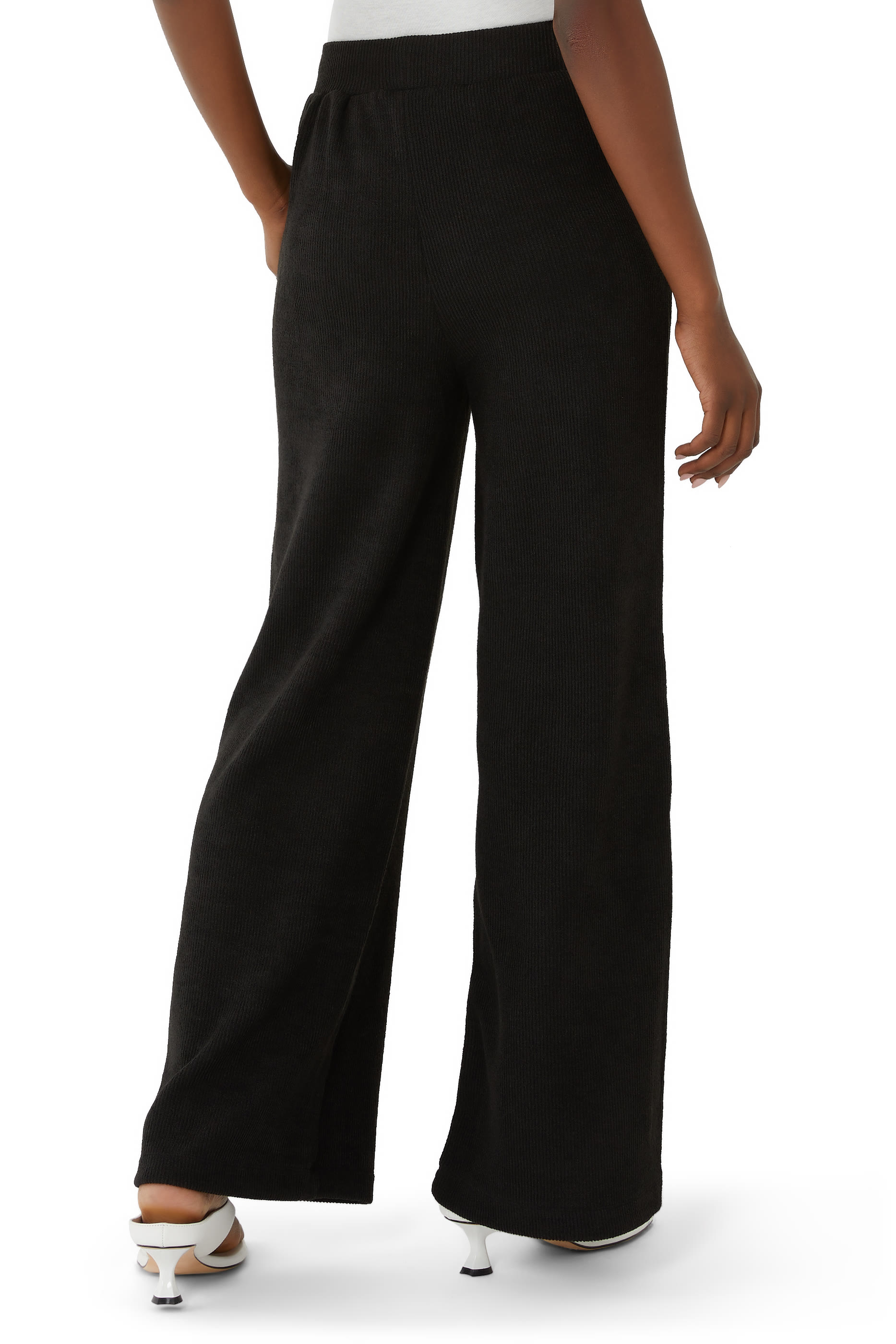 Wellness Rib Knit Palazzo Jersey Pants