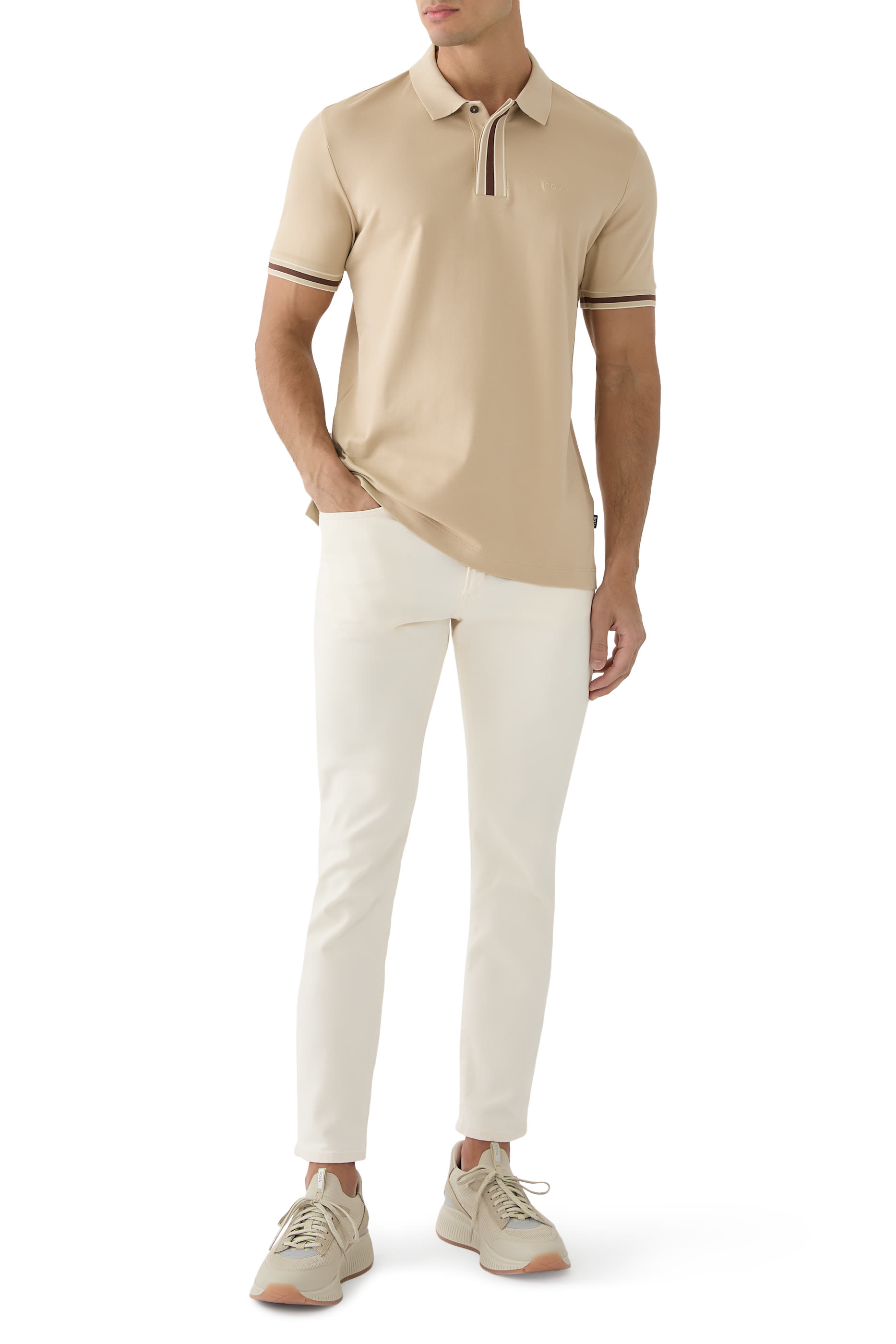 Interlock-Cotton Polo Shirt with Contrast Tipping