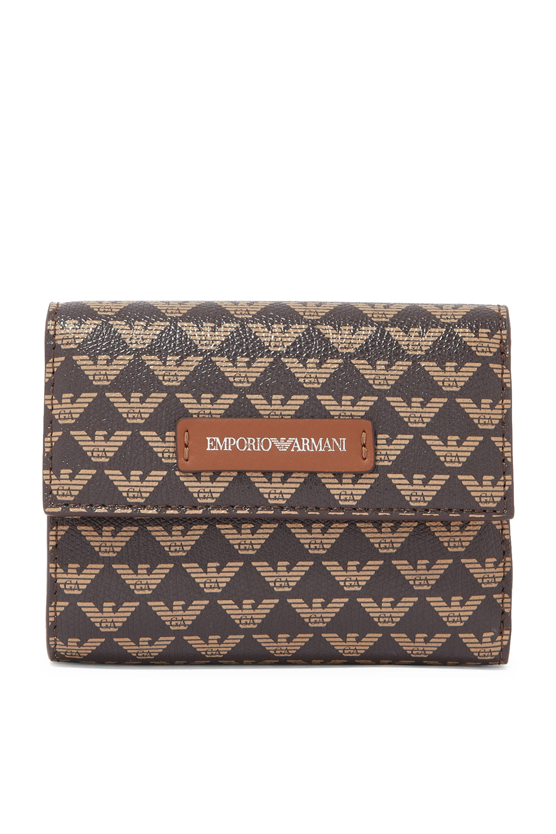 EA Monogram Trifold Wallet in Eco Leather