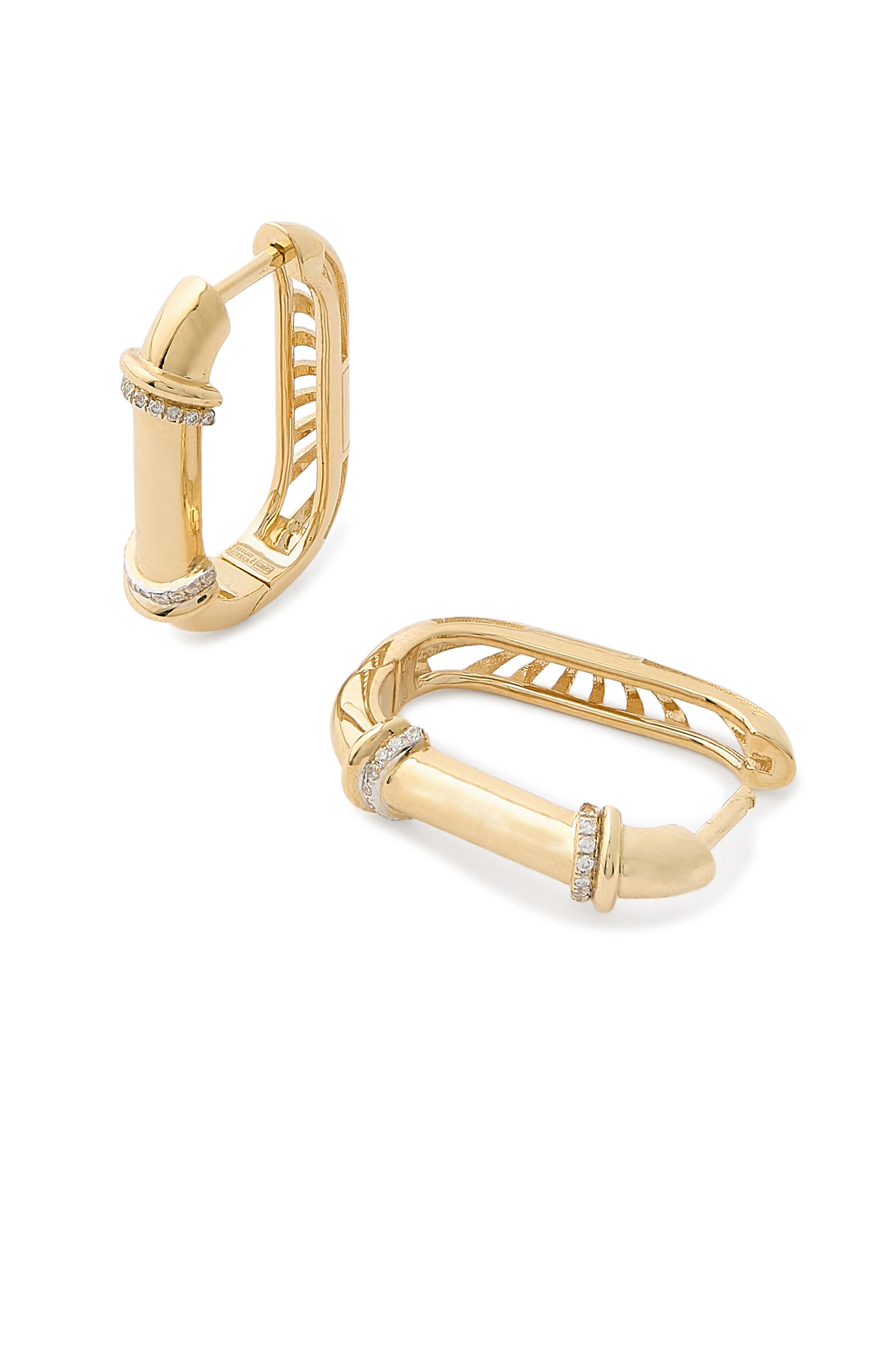 Warrior Lock Size 2 Earrings, 18K Yellow Gold & Diamonds