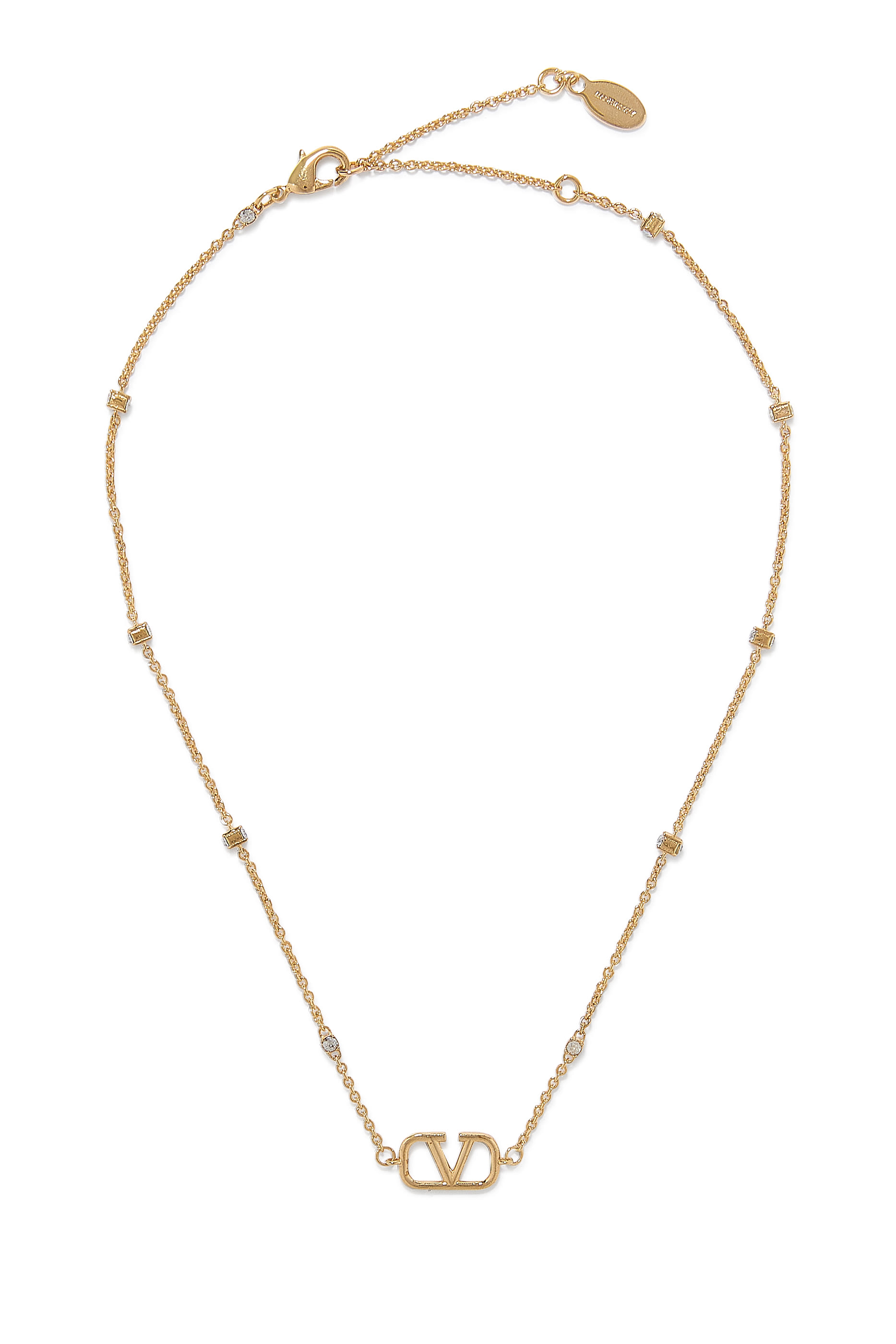 Mini Vlogo Signature Necklace in Metal and Swarovski® Crystals