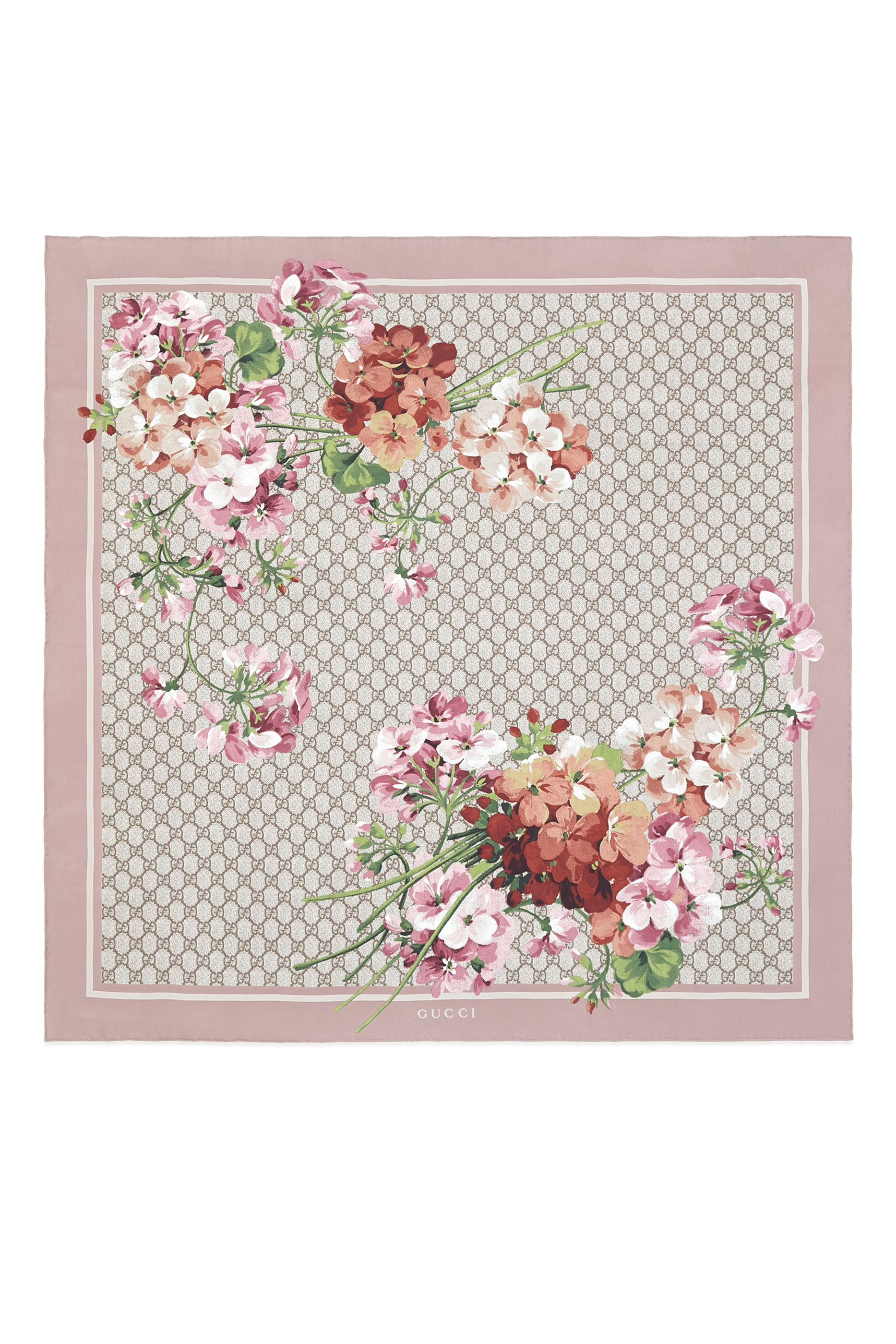 GG Blooms Print Silk Scarf