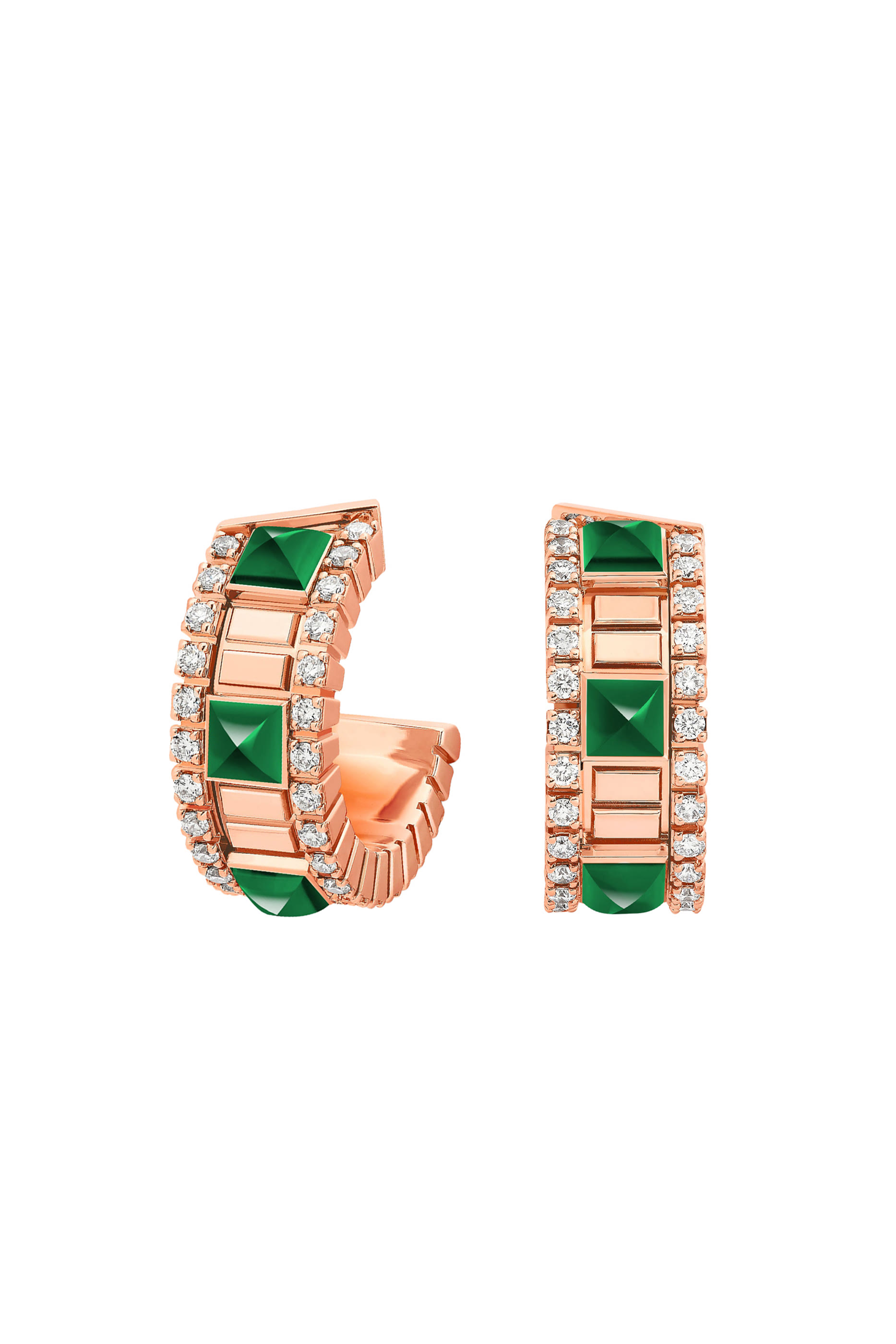 LIFE Diamond Mini Hoop Earrings,18k Pink Gold & Diamonds, Agate Stone
