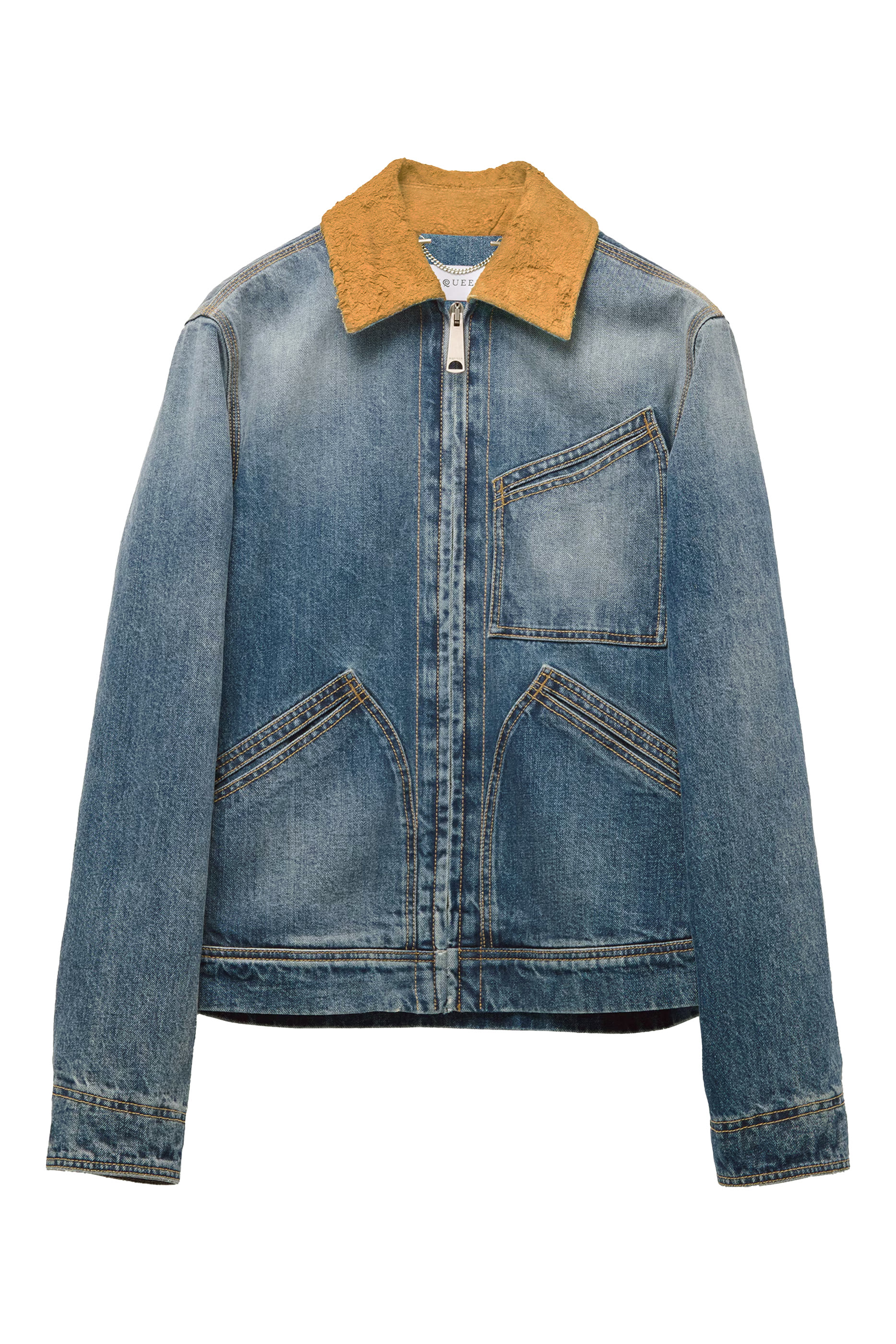 Suede Collar Denim Jacket