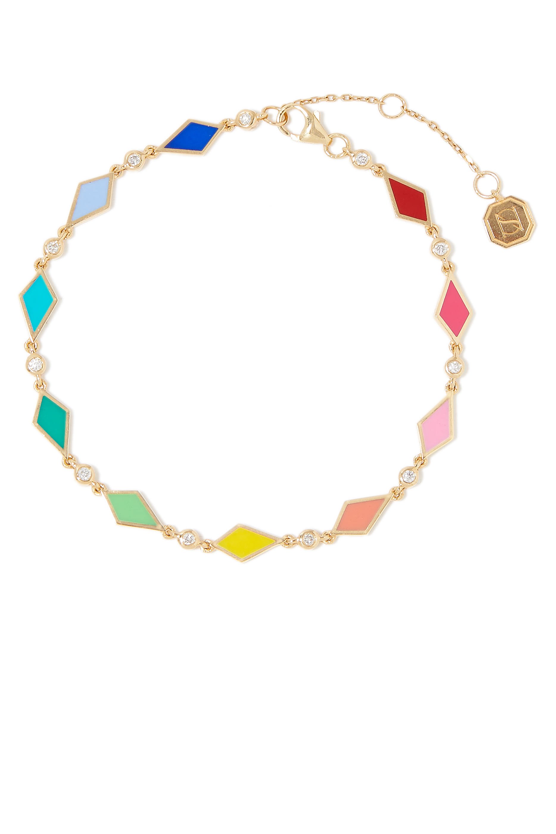 Mosaic Bracelet, 18k Yellow Gold with Diamonds