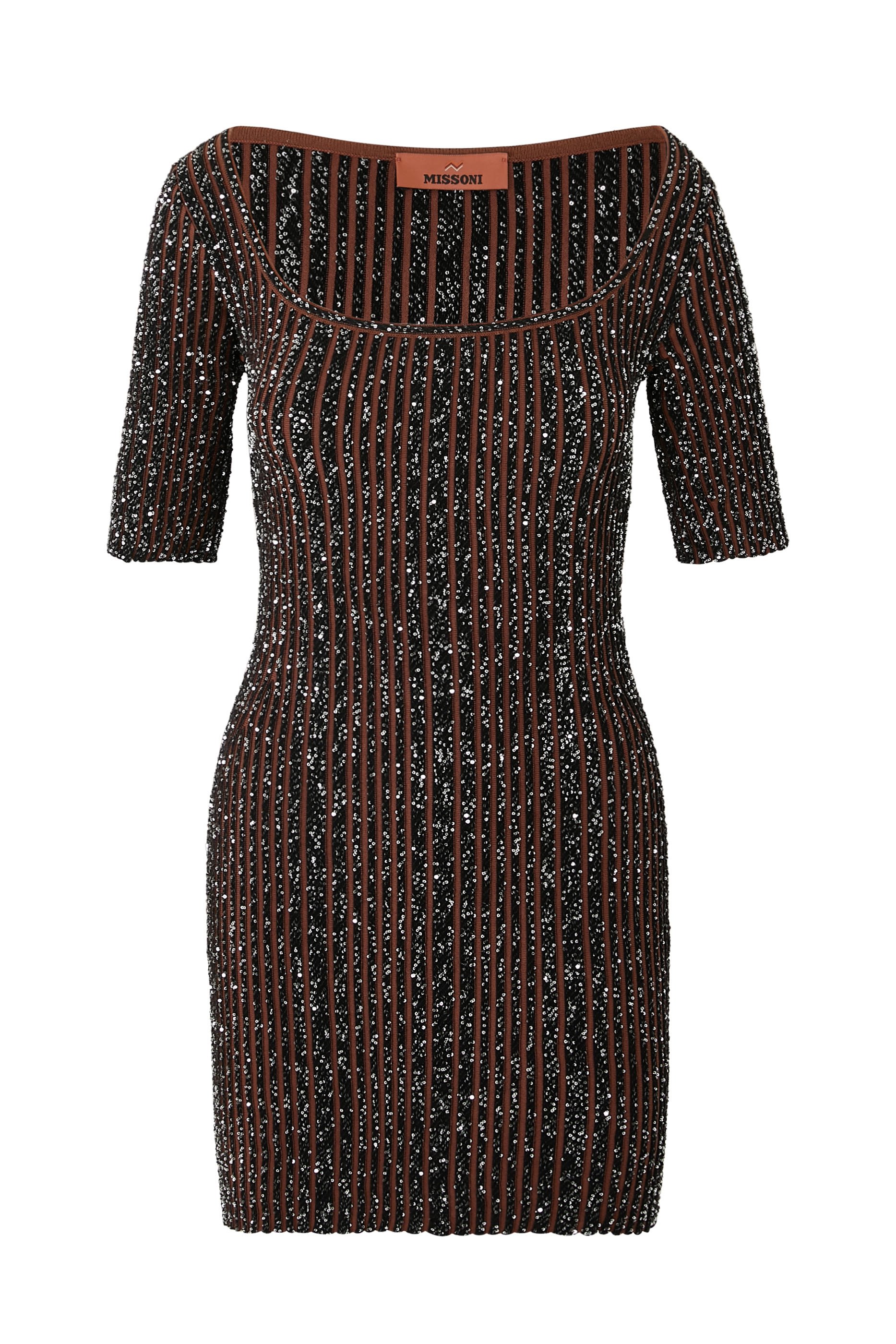 Stripe Sequin Embellished Mini Dress