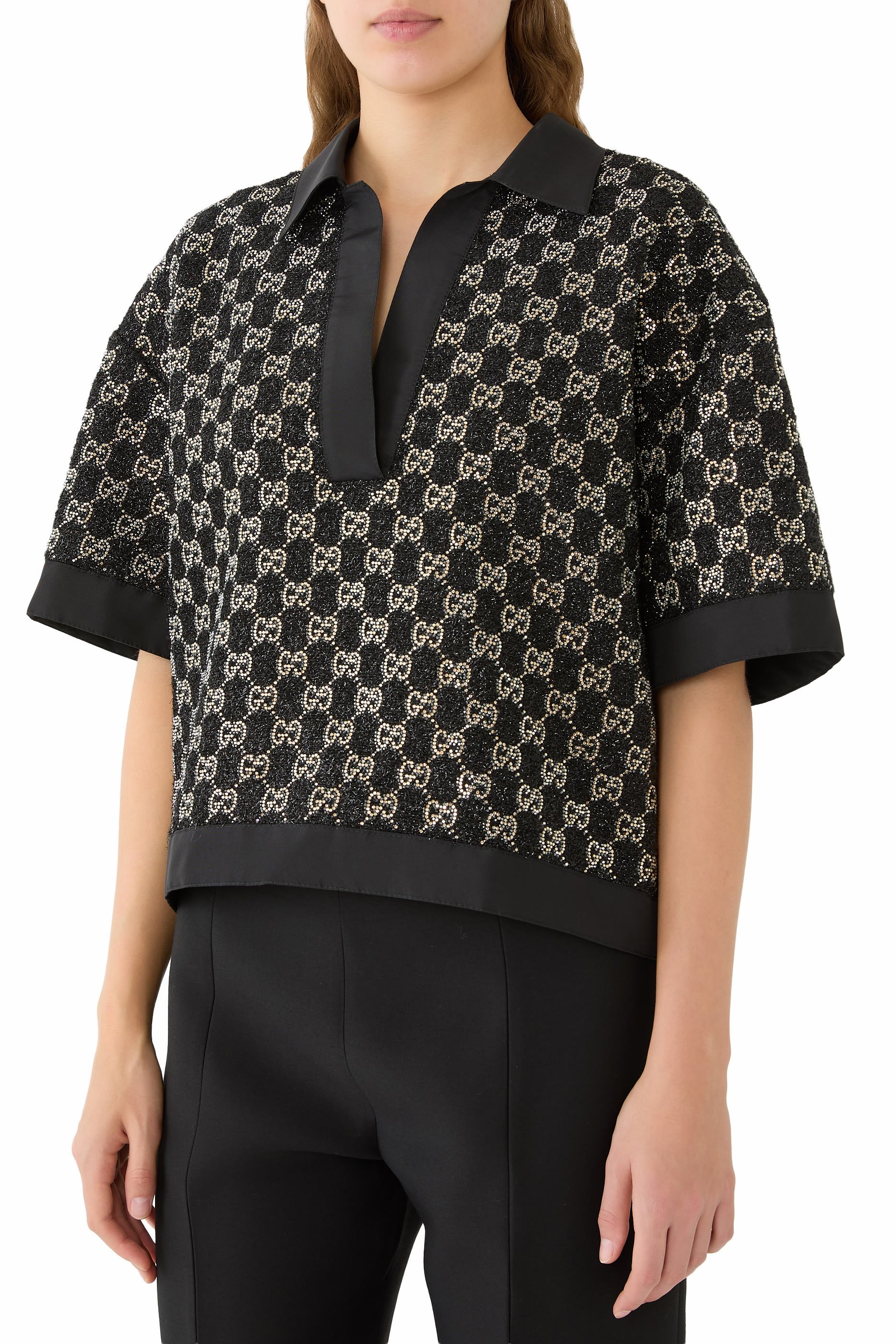 GG Wool Tweed Lam&eacute; Top