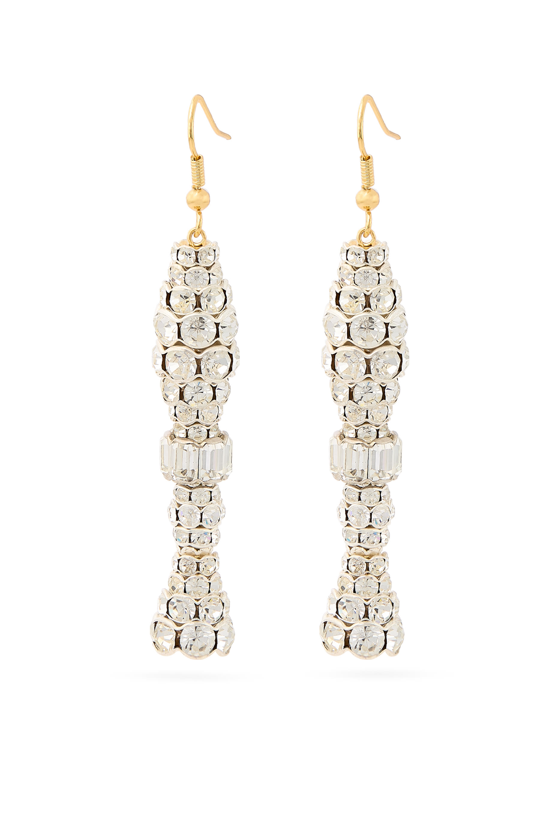 Dangle Earrings with Strass, 24K Yellow Gold & Strass