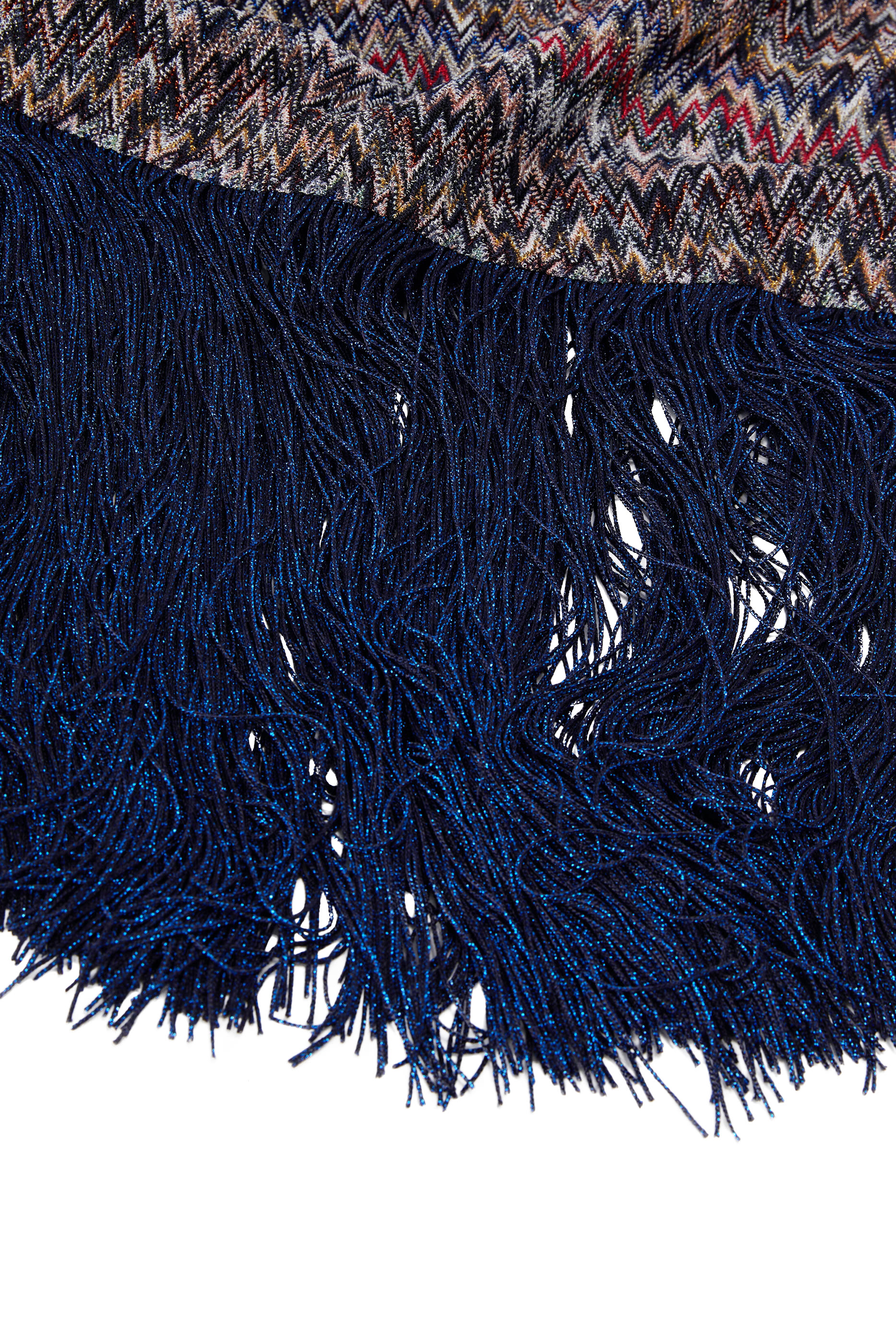 Lam&eacute; Viscose Chevron Scarf with Fringes