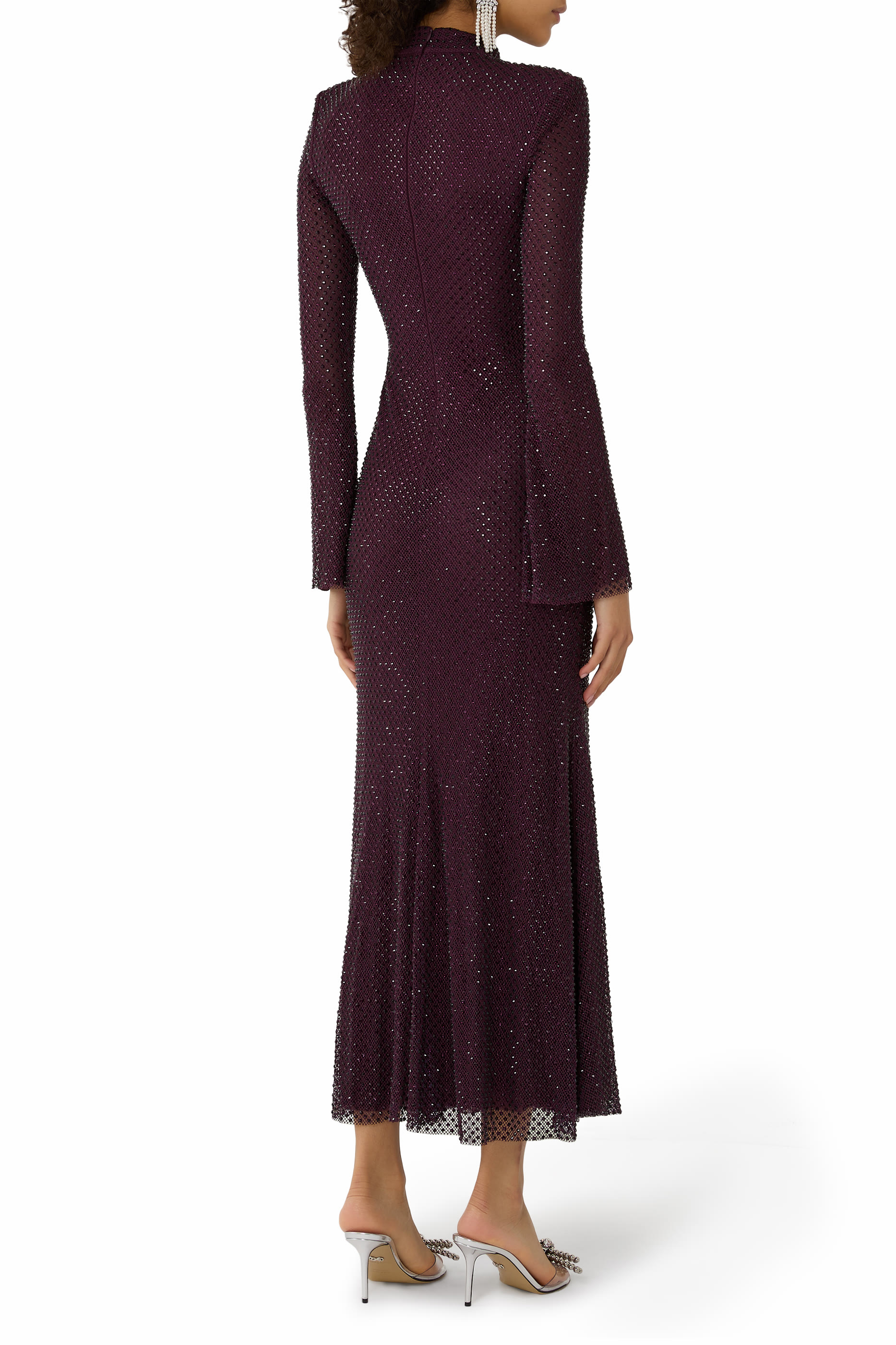 Rhinestone Fishnet Midi Dress