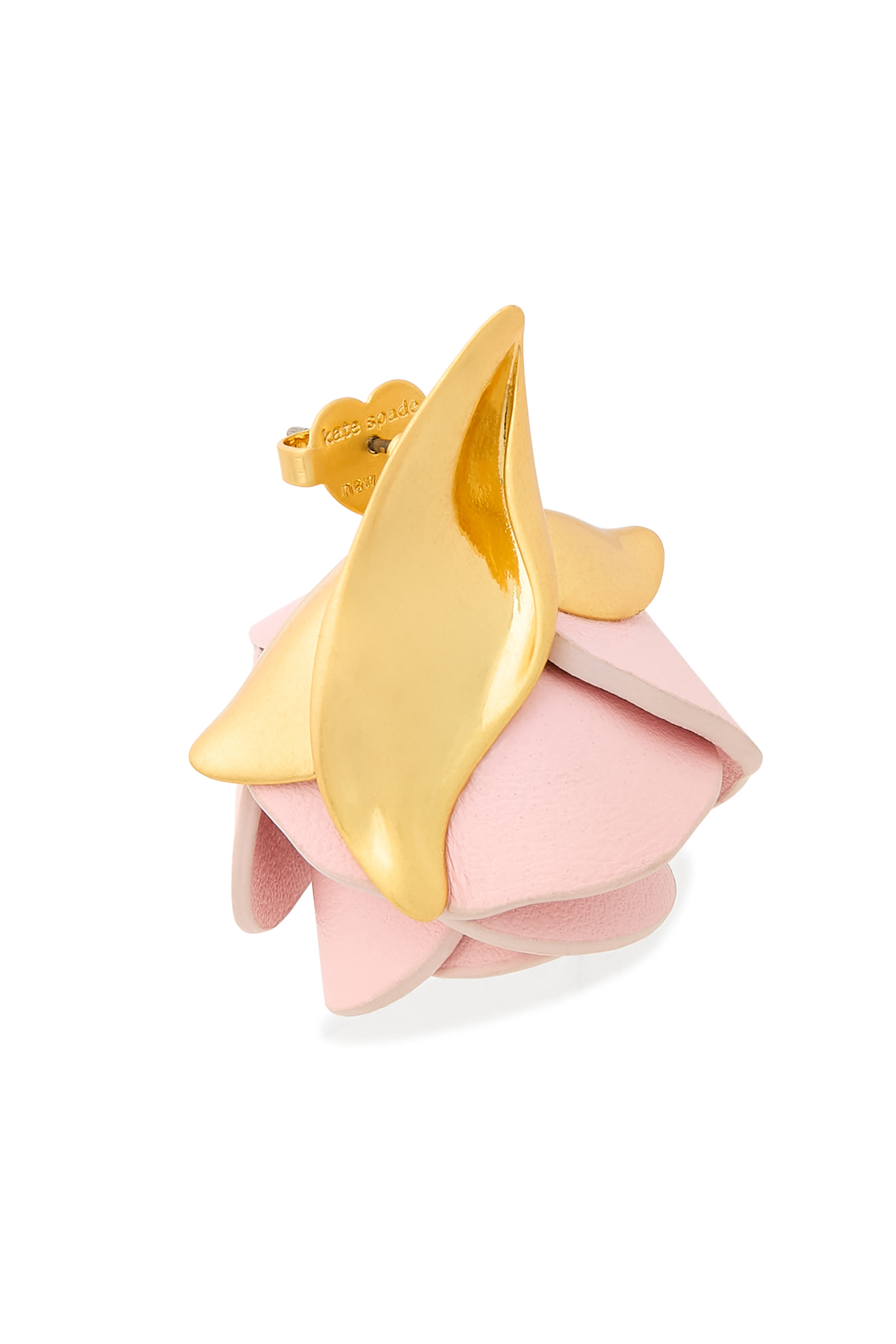 Rose Buds Drop Earrings, Cubic Zirconia & Leather