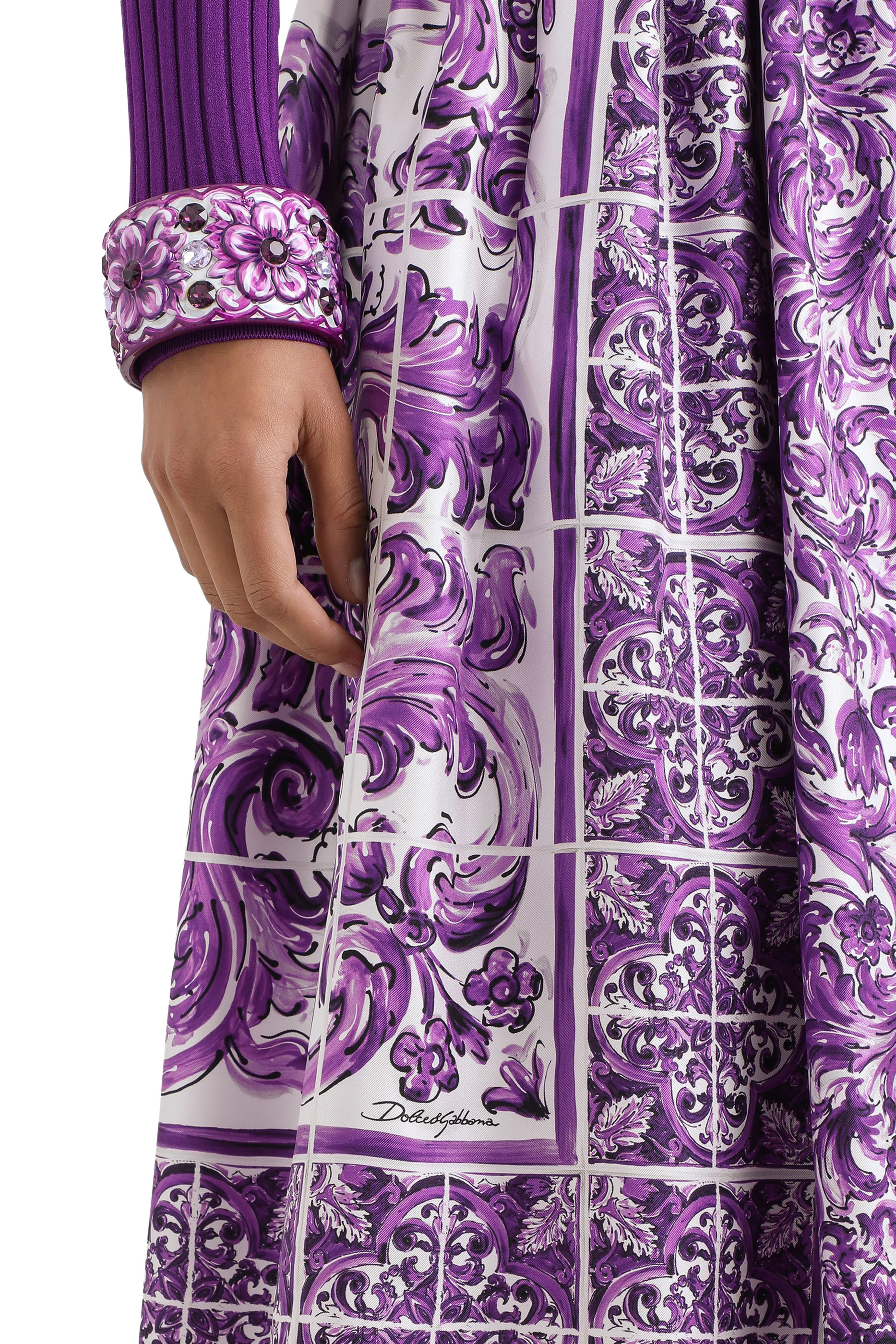 Majolica-Print Twill Skirt