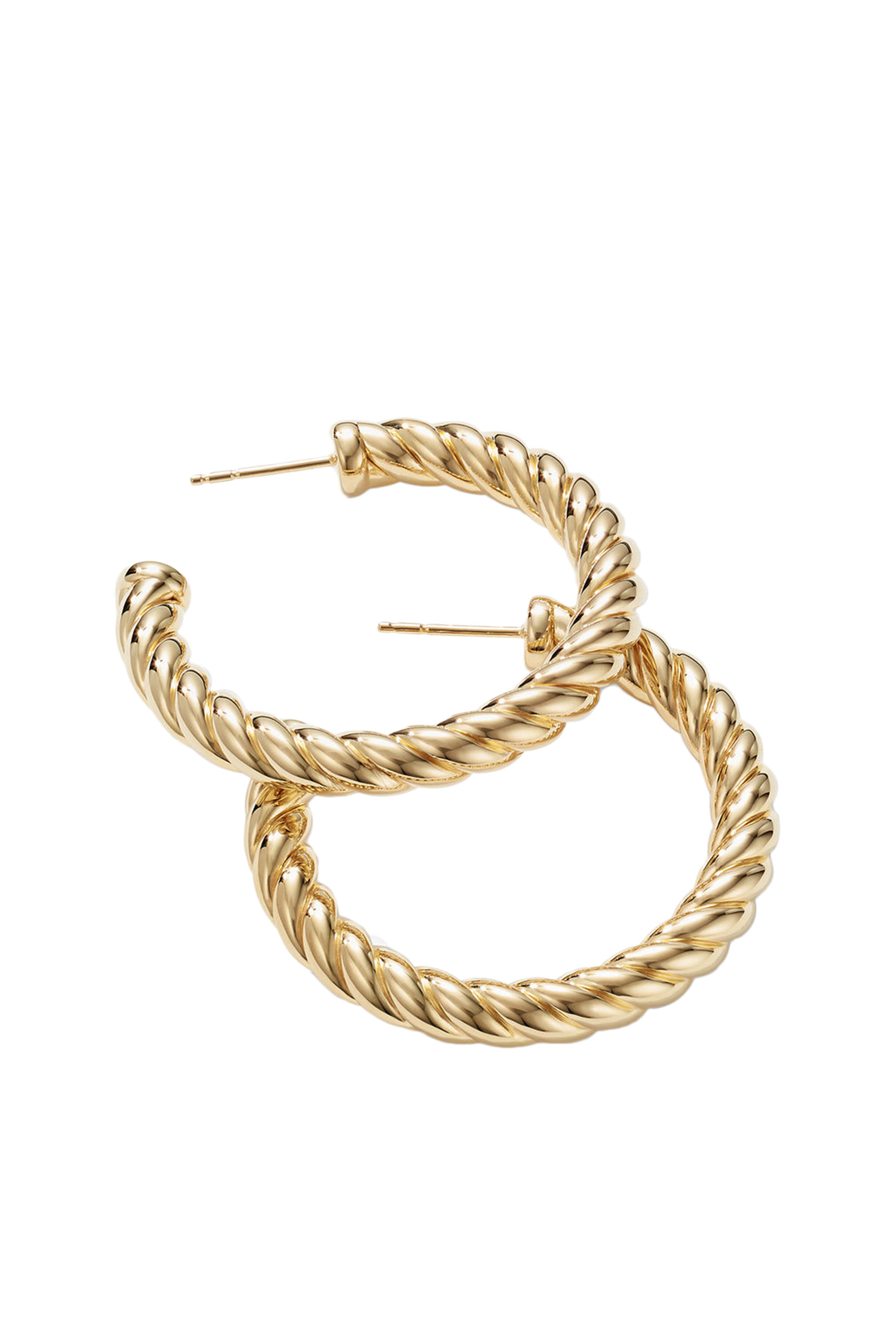 Sculpted Cable Hoop Earrings, 18k Yellow Gold