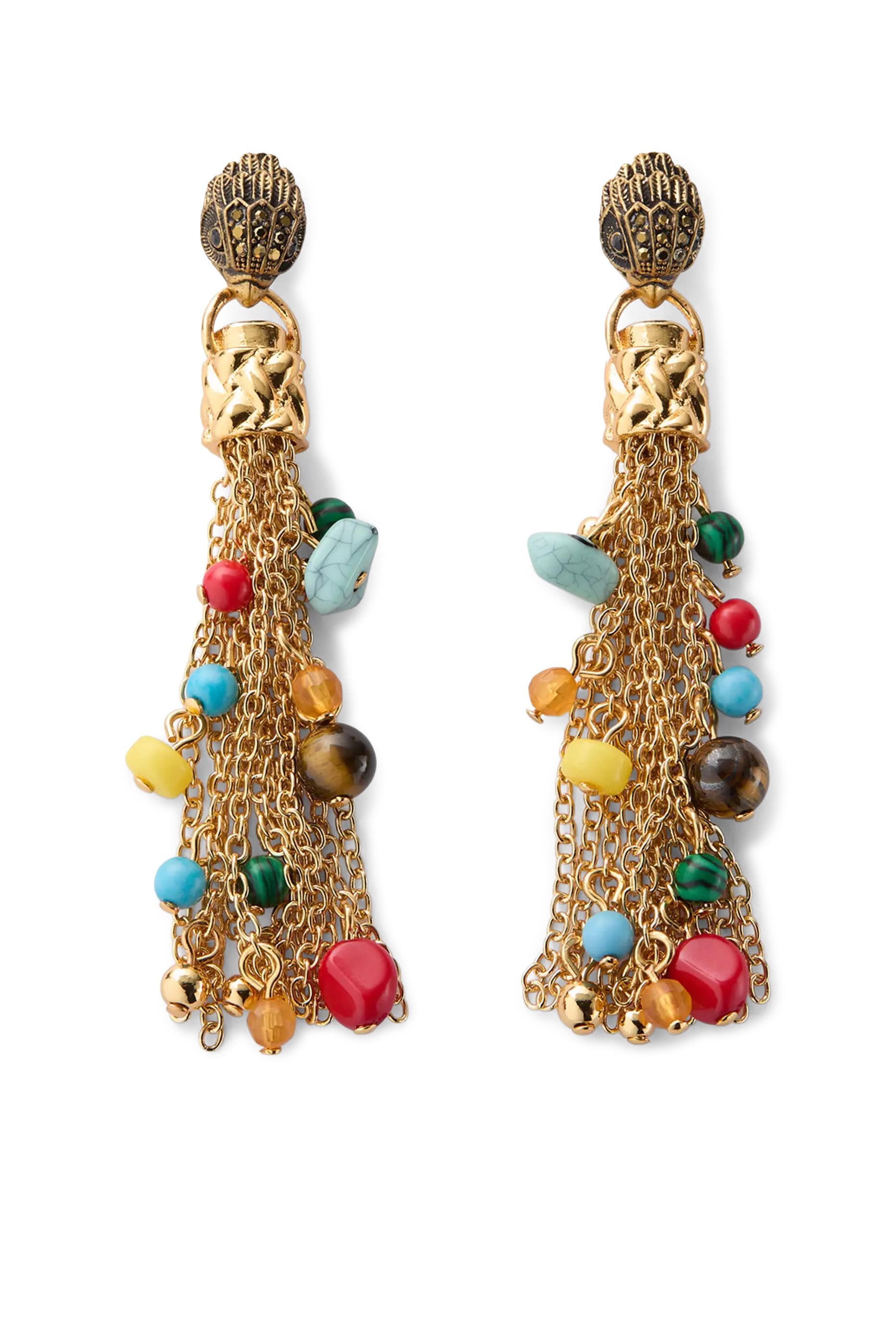 Eagle Tassel Earrings, Brass