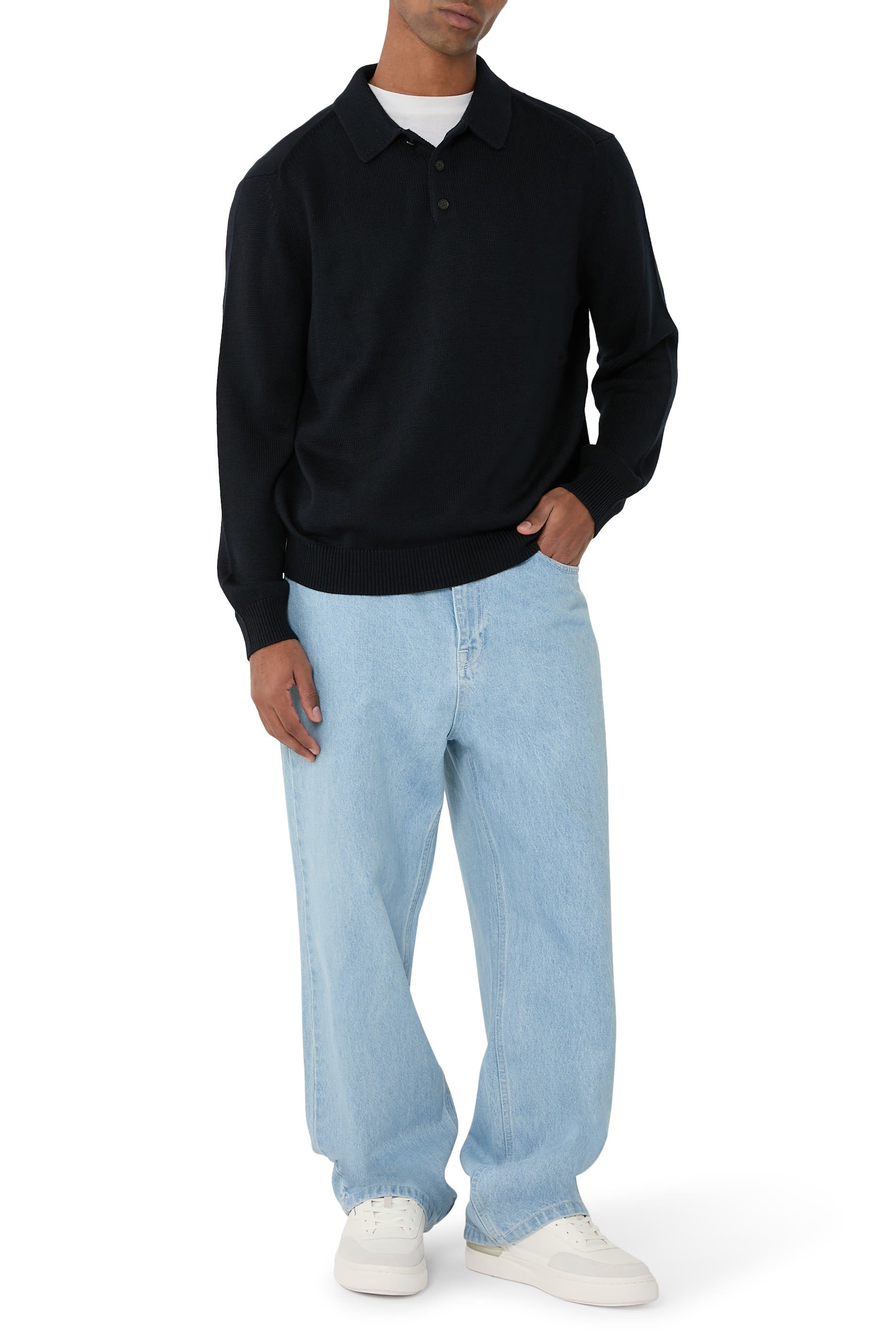 Wool and Cotton Knit Polo Shirt